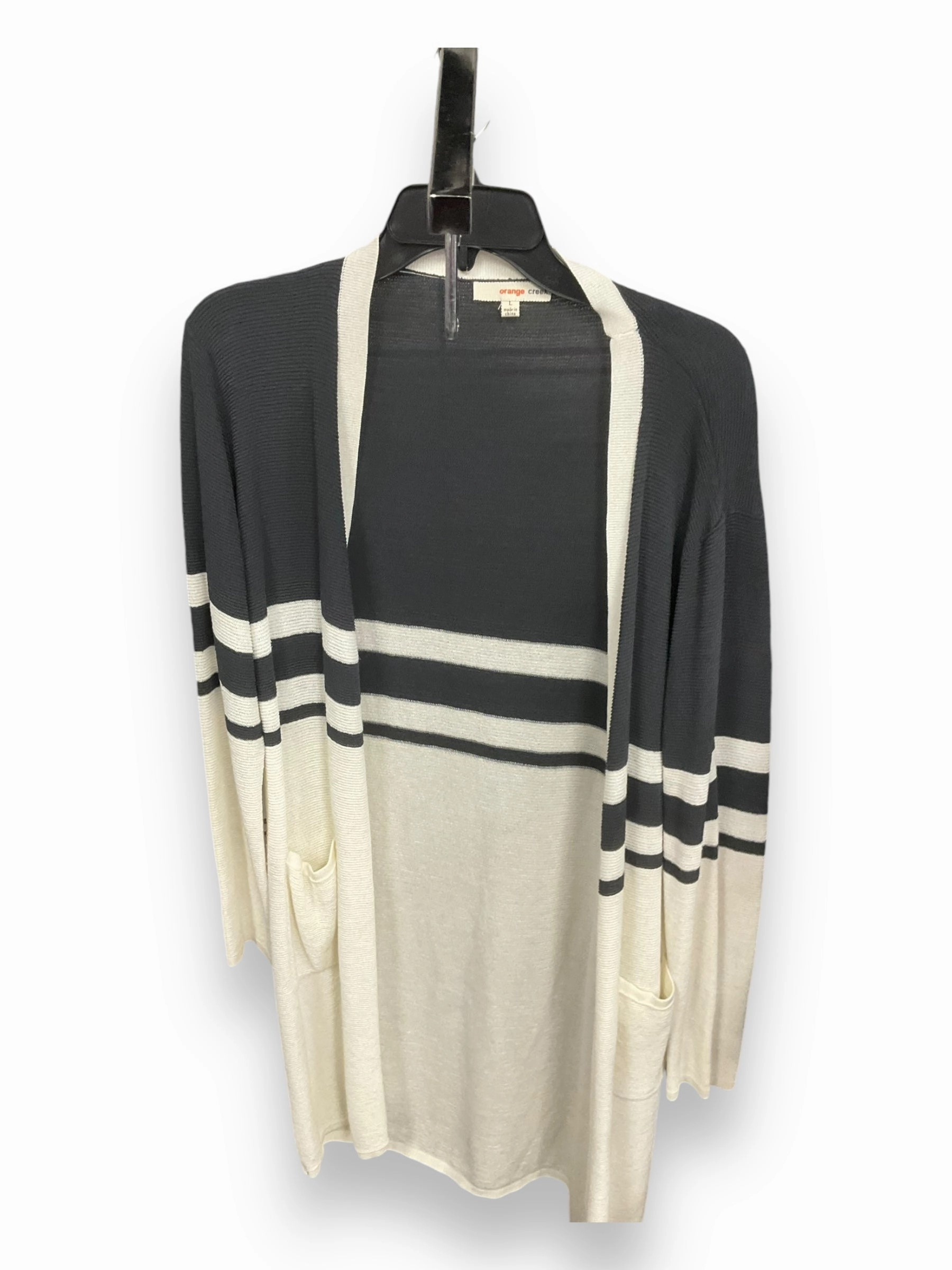 Fall Mood Tribal Soul Sweater Cardigan By Orange Creek In Grey & White, Size: L