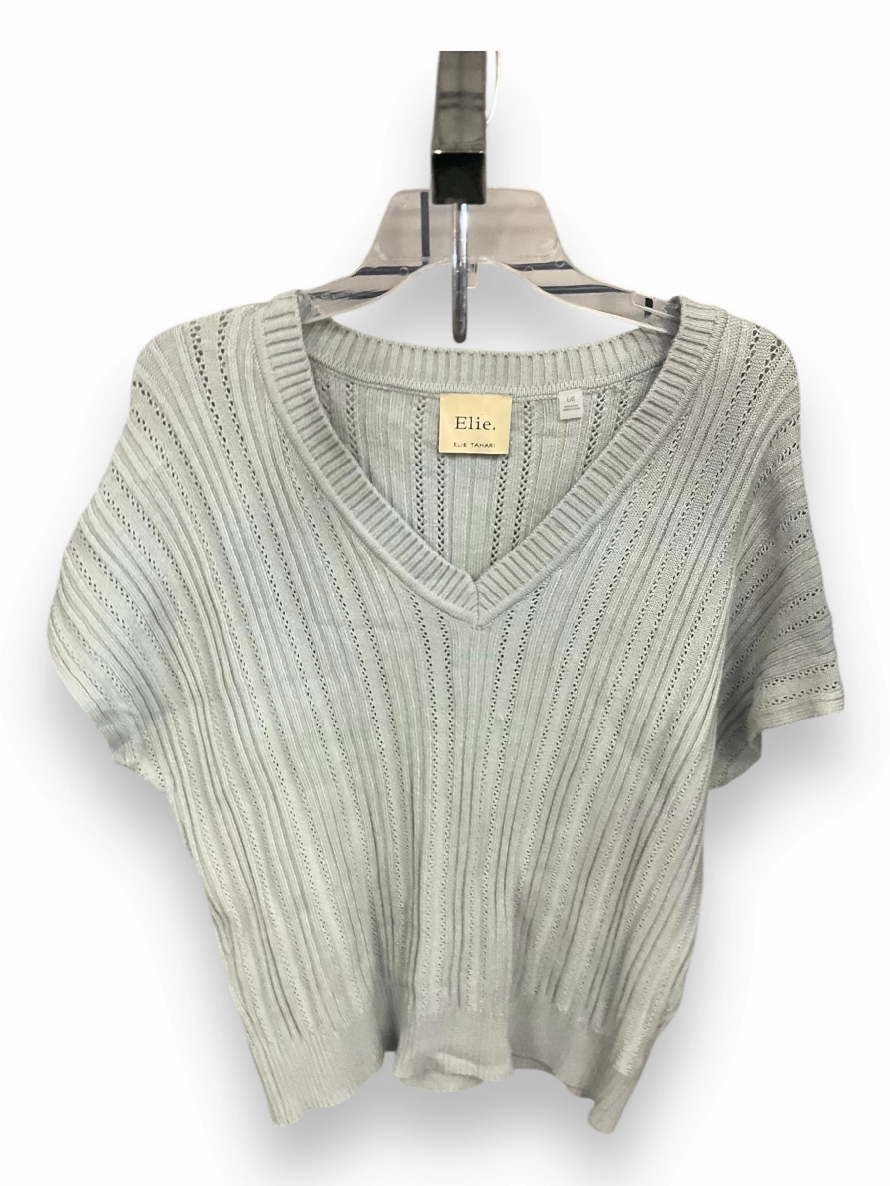 Sweater Short Sleeve By Elie Tahari In Green, Size: L DoubleLayered Fabric Natural Fiber Blend