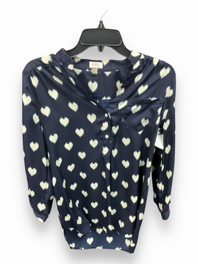 Glitter Glow Top Long Sleeve By Pixley In Blue & Cream, Size: M