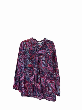 Multi-colored Blouse Long Sleeve Clothes Mentor, Size 3x Cozy Vibe