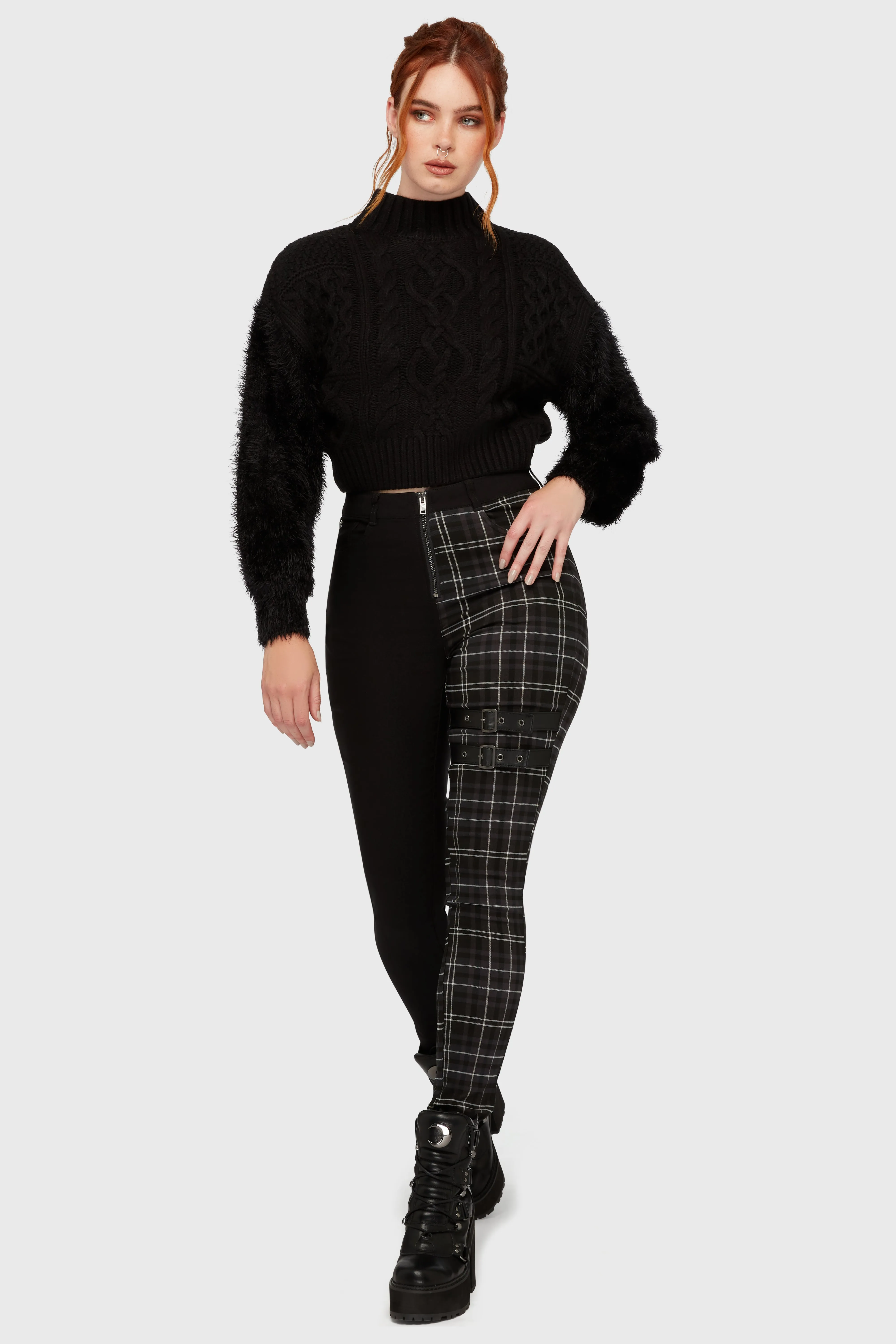 HeatPressedLogos Tartan Riot Trousers [GREY]