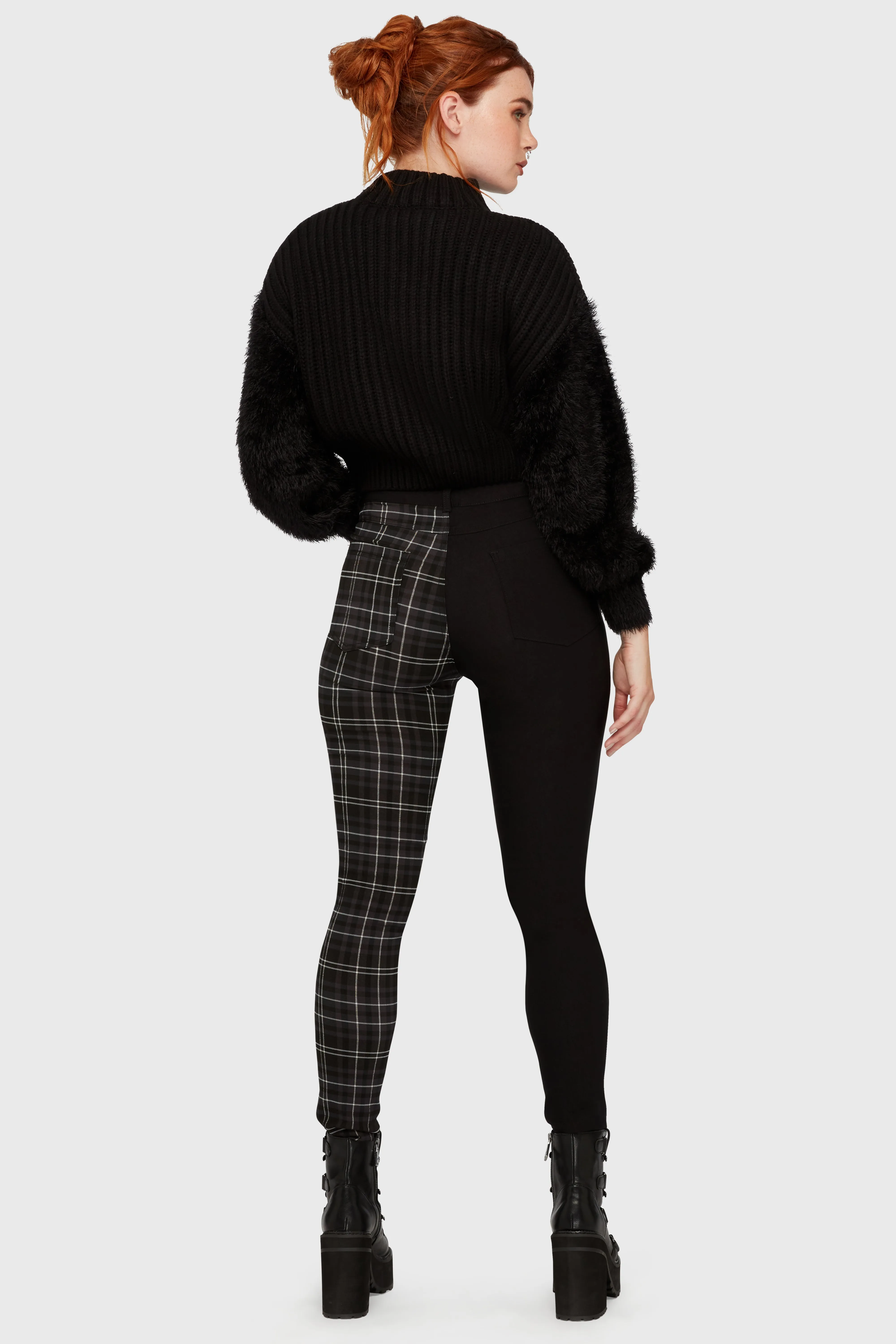 ConvertibleCollar Tartan Riot Trousers [GREY]