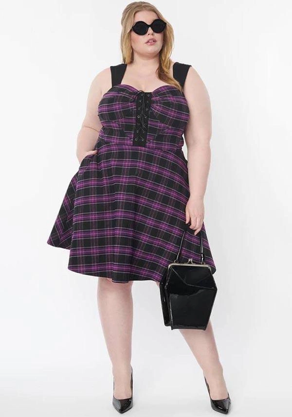Purple Plaid | FLARE DRESS** Dreamy Presence Trend-Inspired