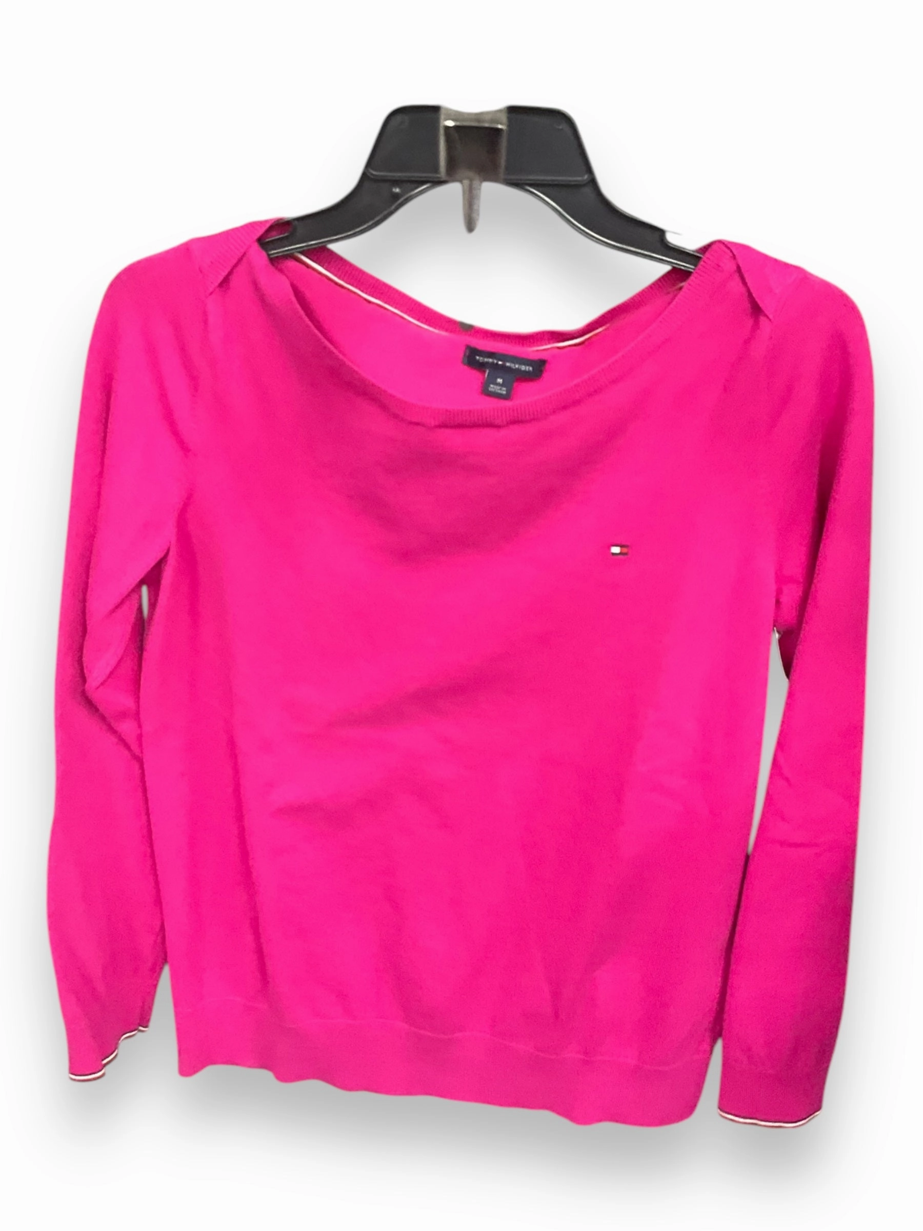 Sporty Style Cultural Fit Top Long Sleeve By Tommy Hilfiger In Pink, Size: M