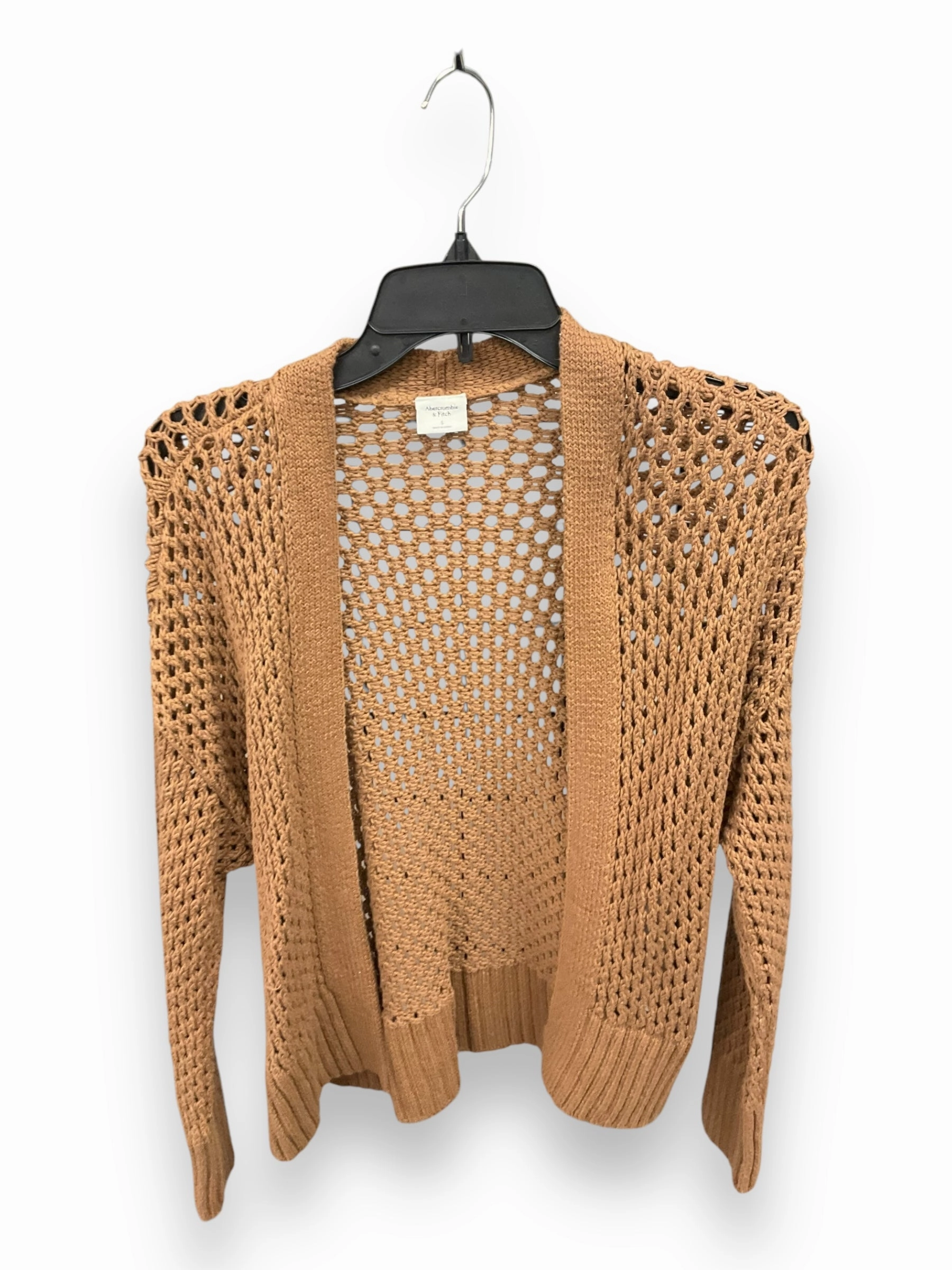 Sweater Cardigan By Abercrombie And Fitch In Brown, Size: S DoubleStitchedEdges CompressiveFitFabric
