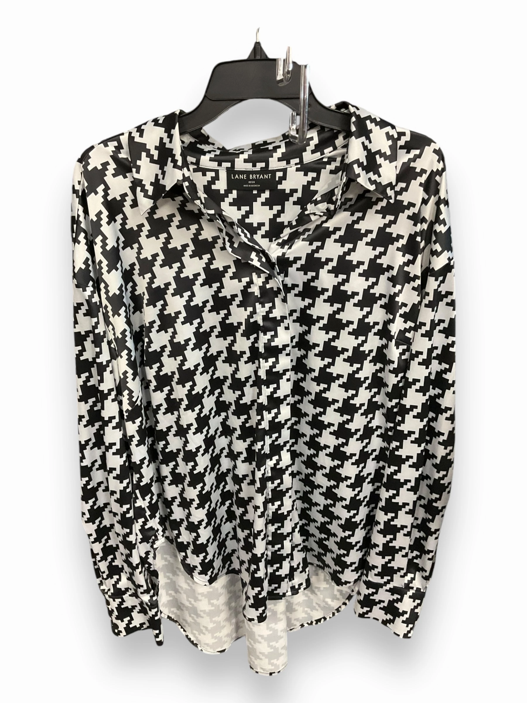 Blouse Long Sleeve By Lane Bryant In Black & White, Size: 1x SoftLining