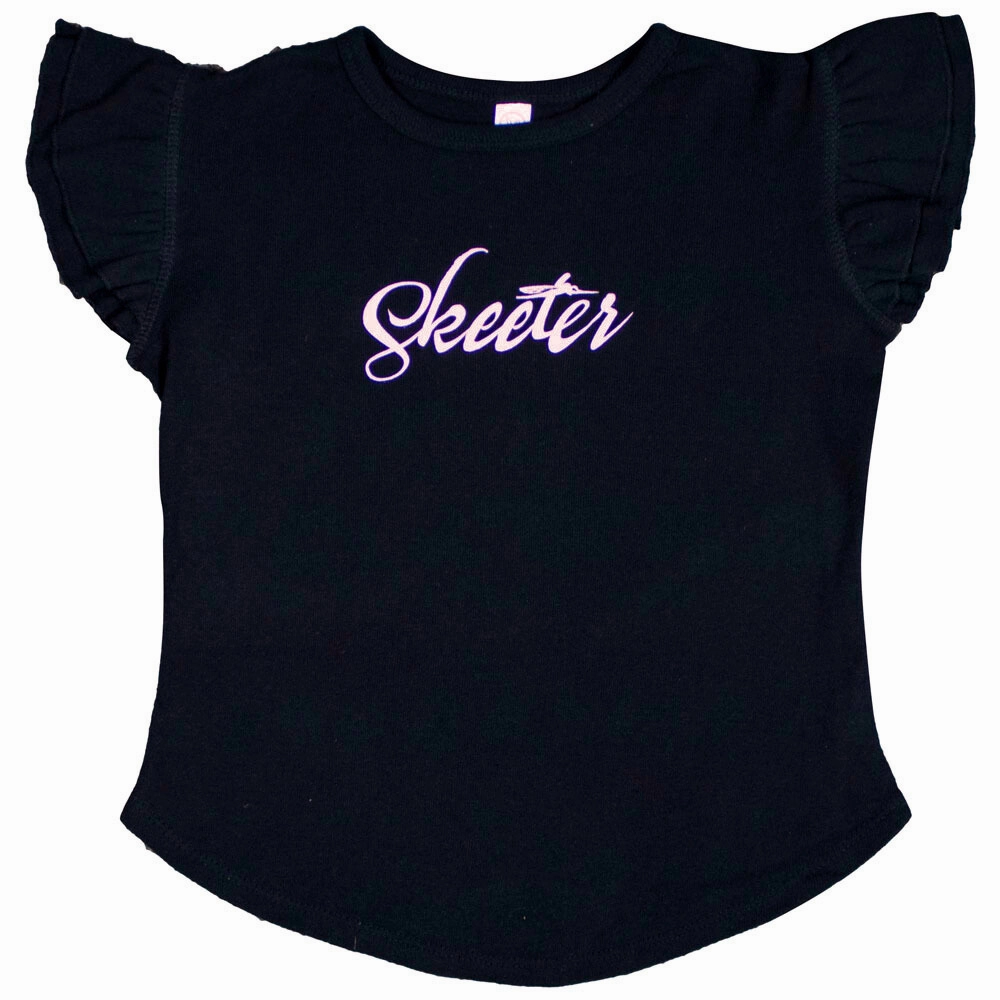 Skeeter Black Toddler Flutter Sleeve Tee Moisture Wicking Material