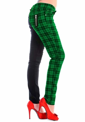Flexible Material Chill Ready The Damage [Half Black/Half Green Check] | SKINNY JEANS*