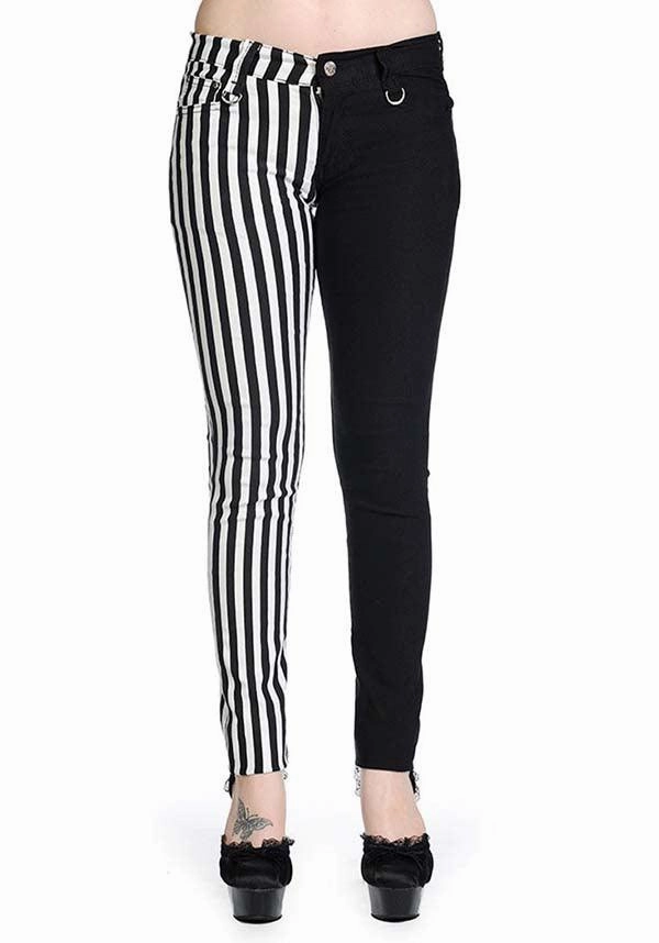 The Damage [Half Black/Half White Striped] | SKINNY JEANS* Simple Comfort Easy Wear