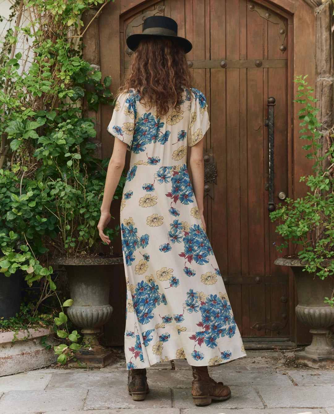 Light Wear Satin-Finish The Great Laurel Dress in Sungold Floral