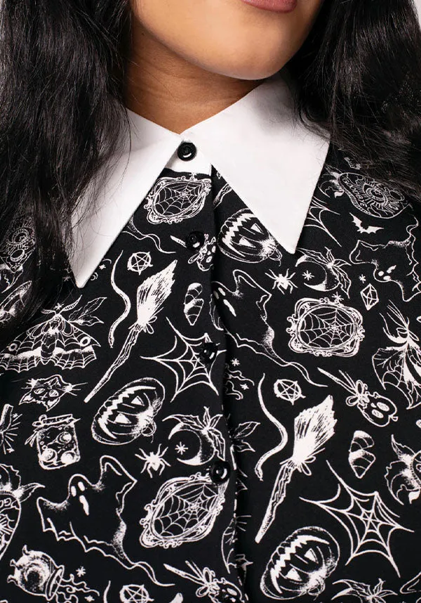 Mischief | MINI DRESS Button Down Collar Style SlubTexture