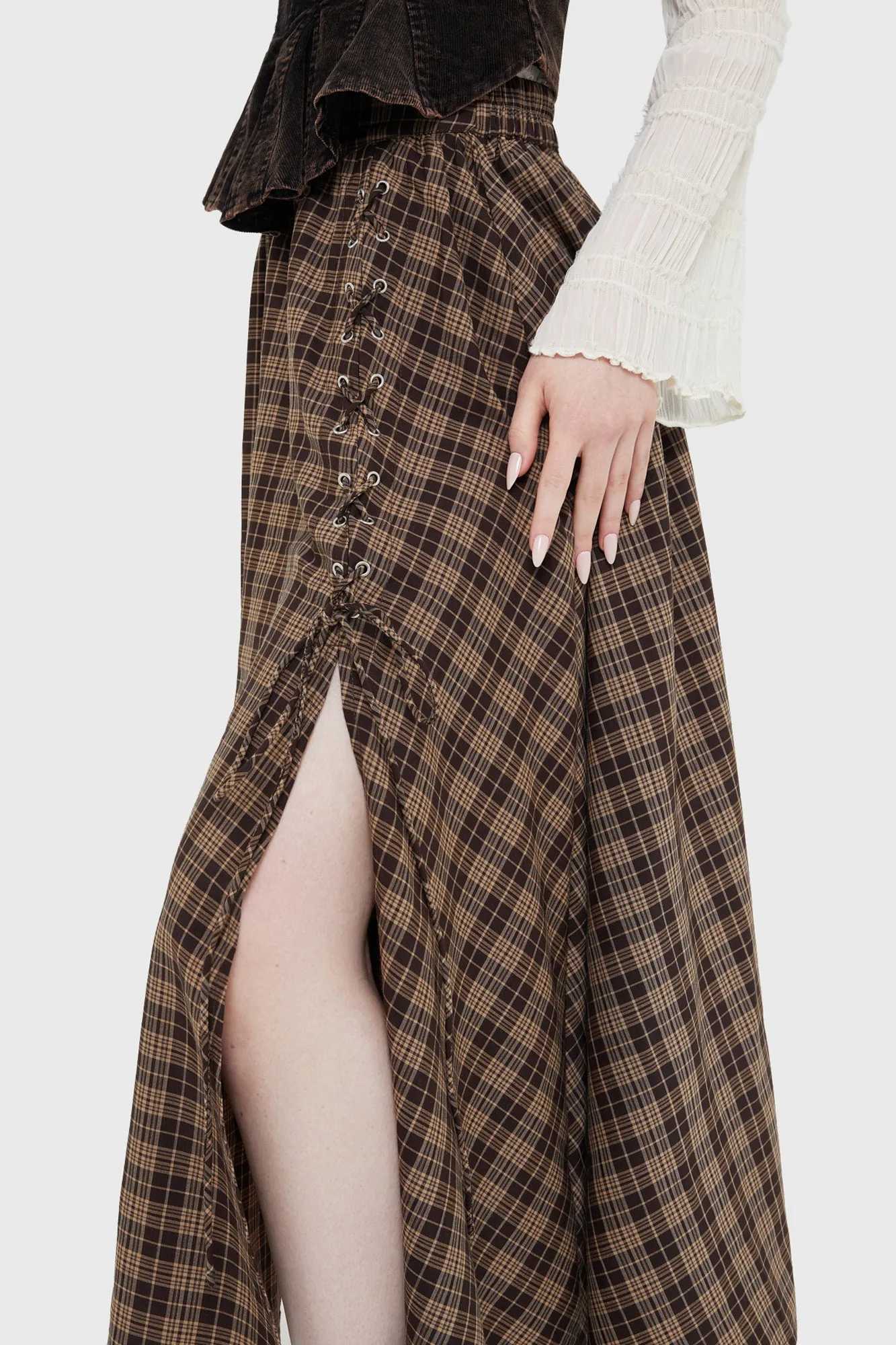 NonToxic Certification NonRestrictive Haven Hollow Skirt [BROWN TARTAN]