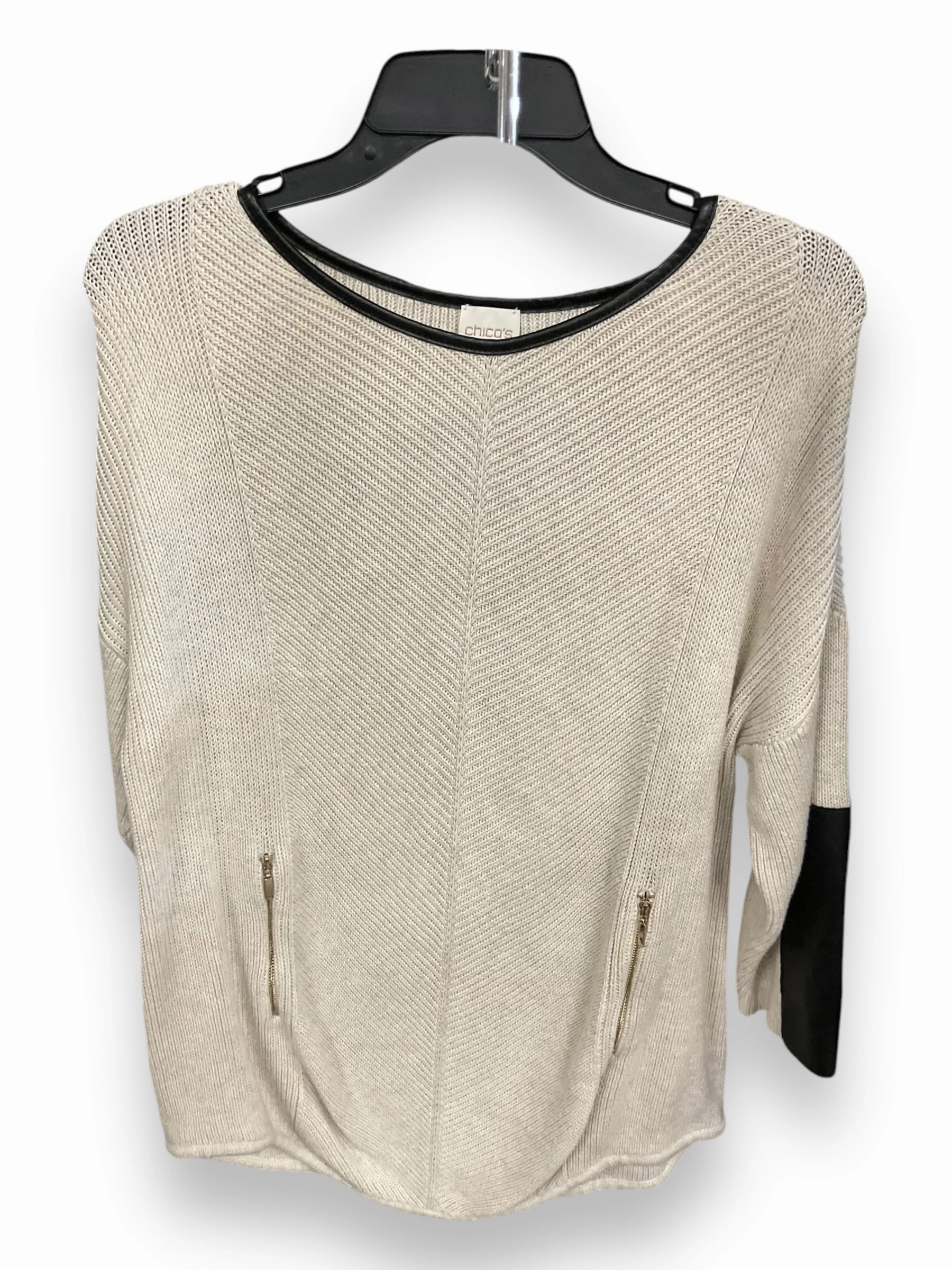 Frost Glow Adjustable drawstring Sweater By Chicos In Beige, Size: L