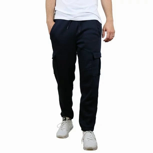 Men's Fleece Cargo Sweatpants With Open Bottom (Sizes, S-2XL) LowProfileStitching
