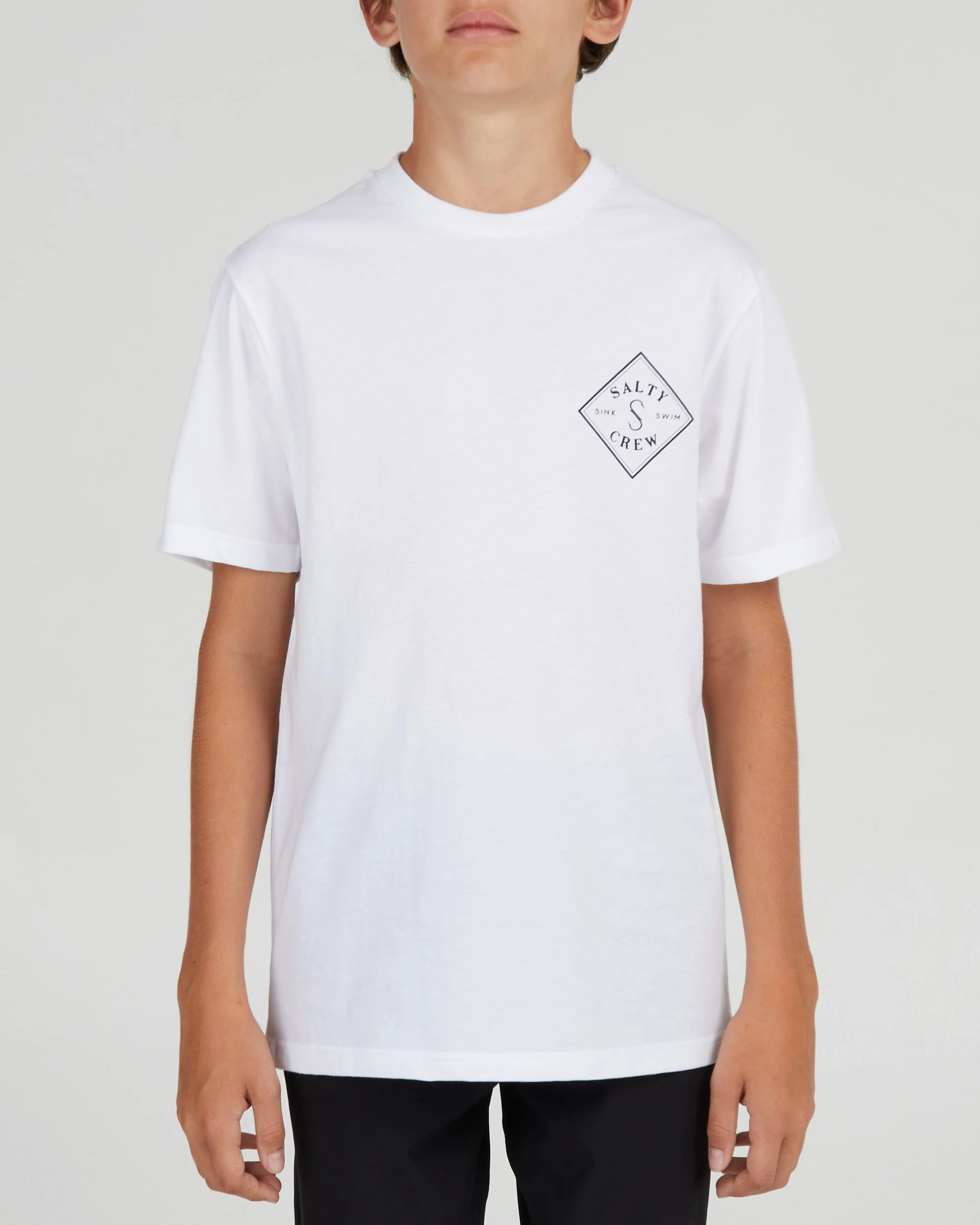 Distressed Hem Finish Tippet  S/S Tee Kids - White