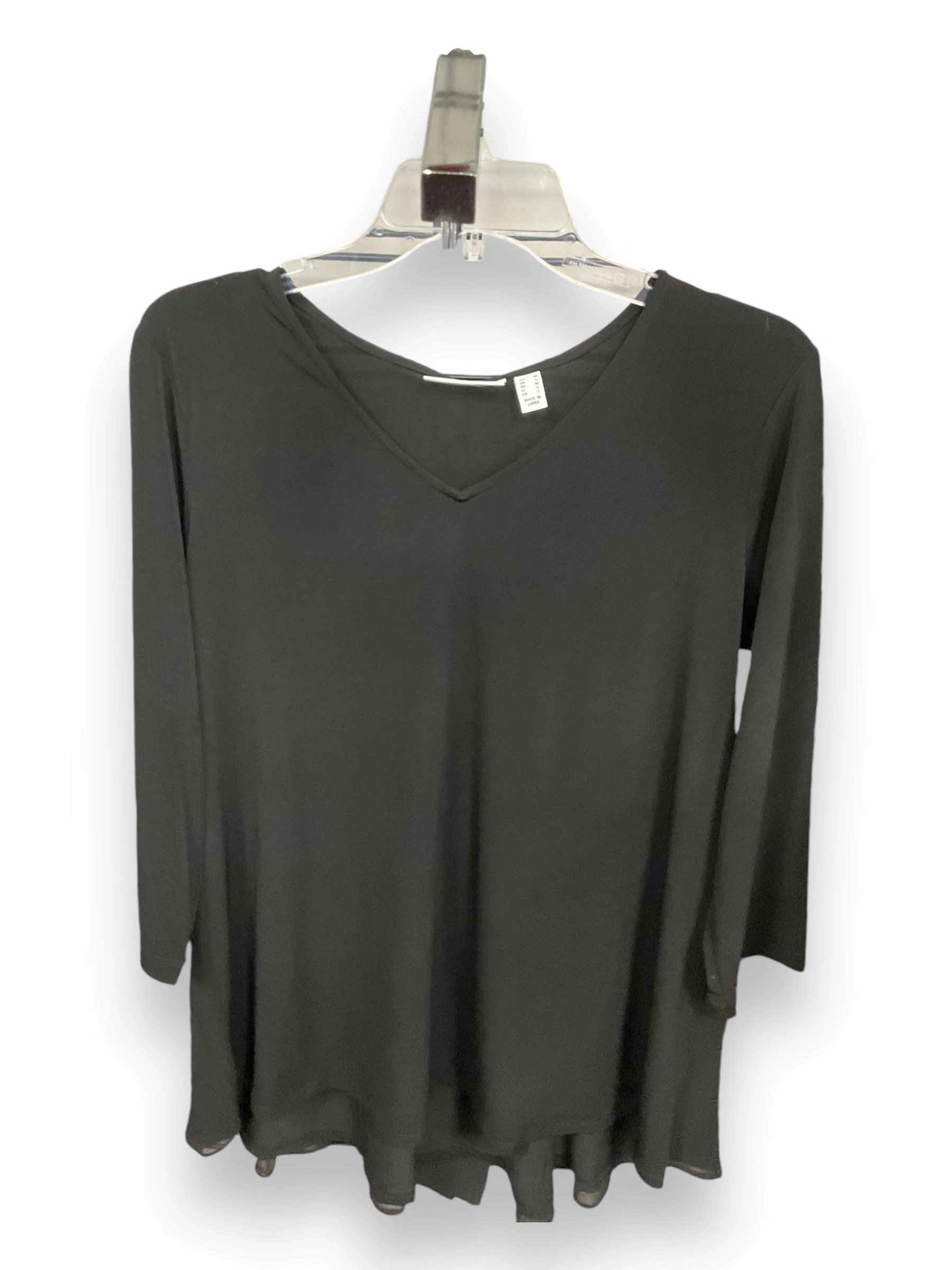 Low Maintenance Top 3/4 Sleeve Basic By Susan Graver In Black, Size: M