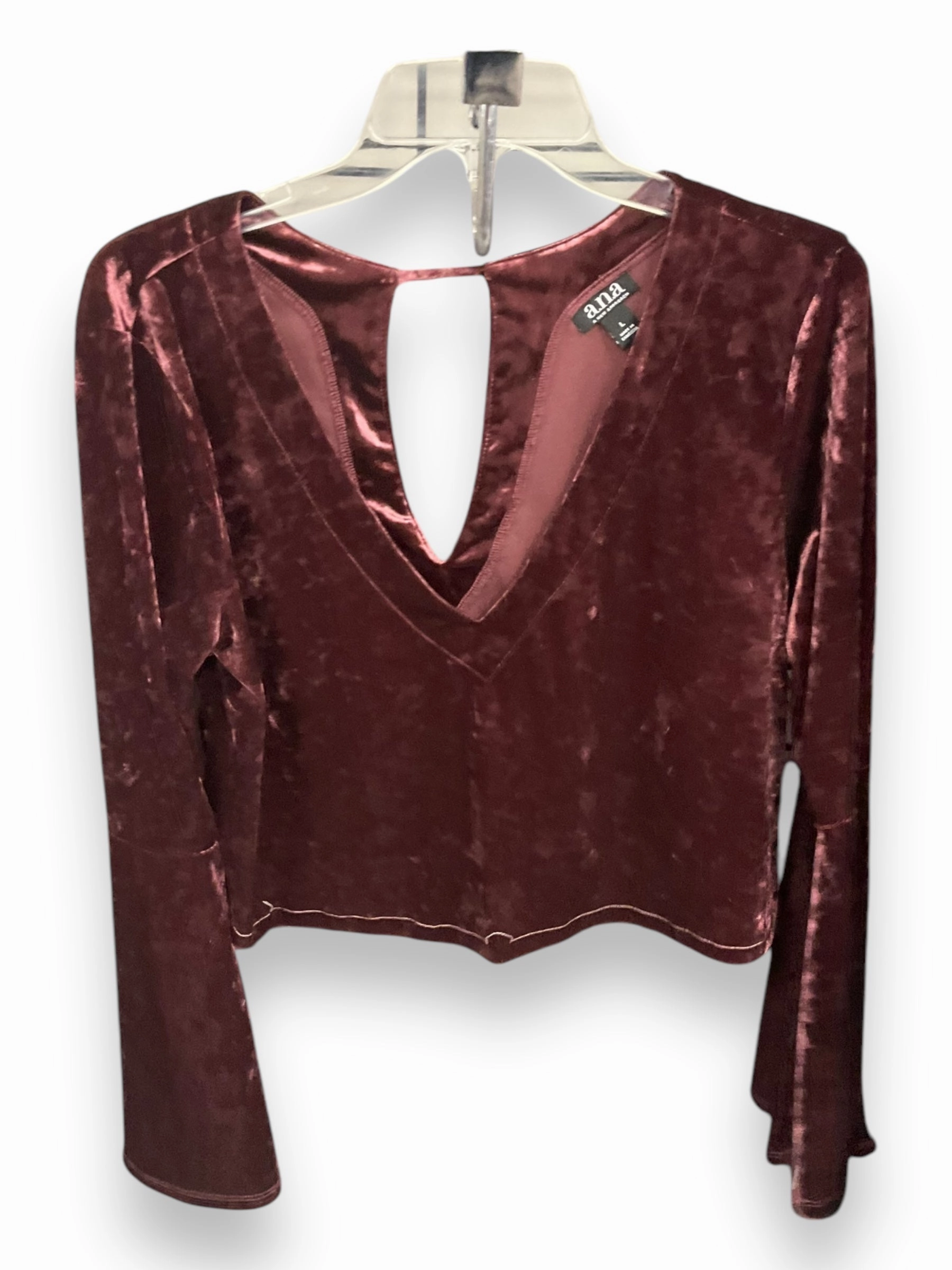 Top Long Sleeve By Ana In Burgundy, Size: L Faith Core