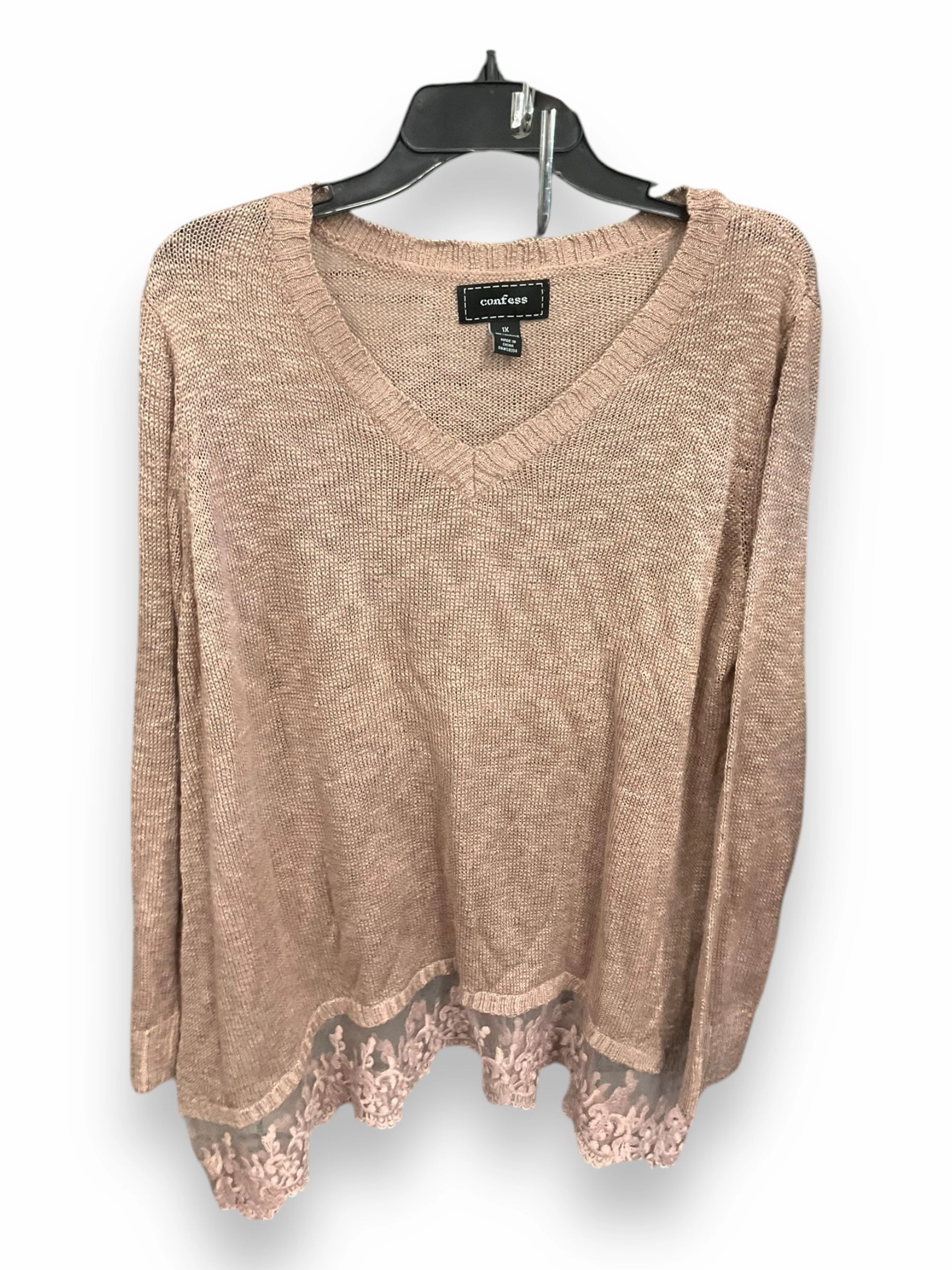 AntiBacterialTreatment Top Long Sleeve By Clothes Mentor In Mauve, Size: 1x