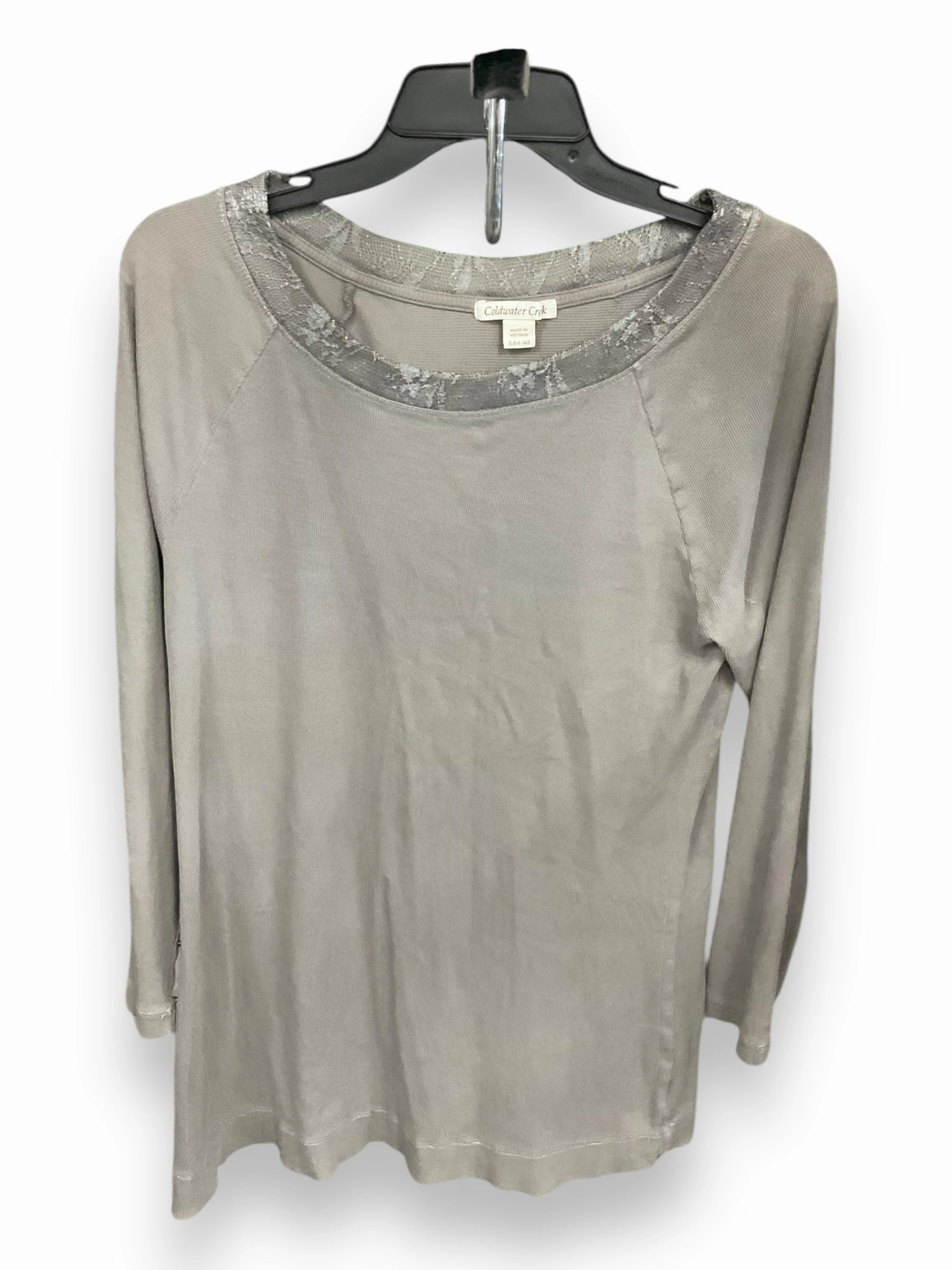 Top Long Sleeve By Coldwater Creek In Grey, Size: L Poise Fit