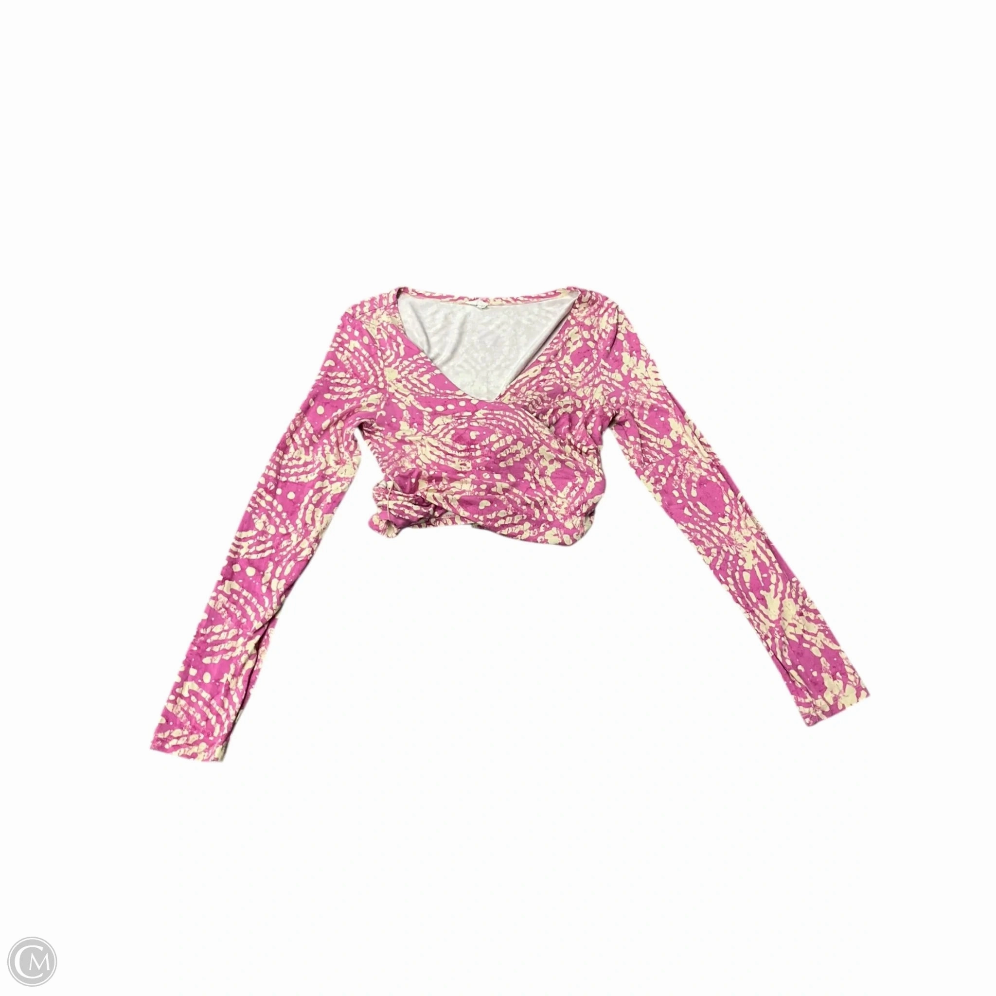 Top Long Sleeve By Daily Practice By Anthropologie In Cream & Pink, Size: M ThermalInsulated AdjustableWaistband