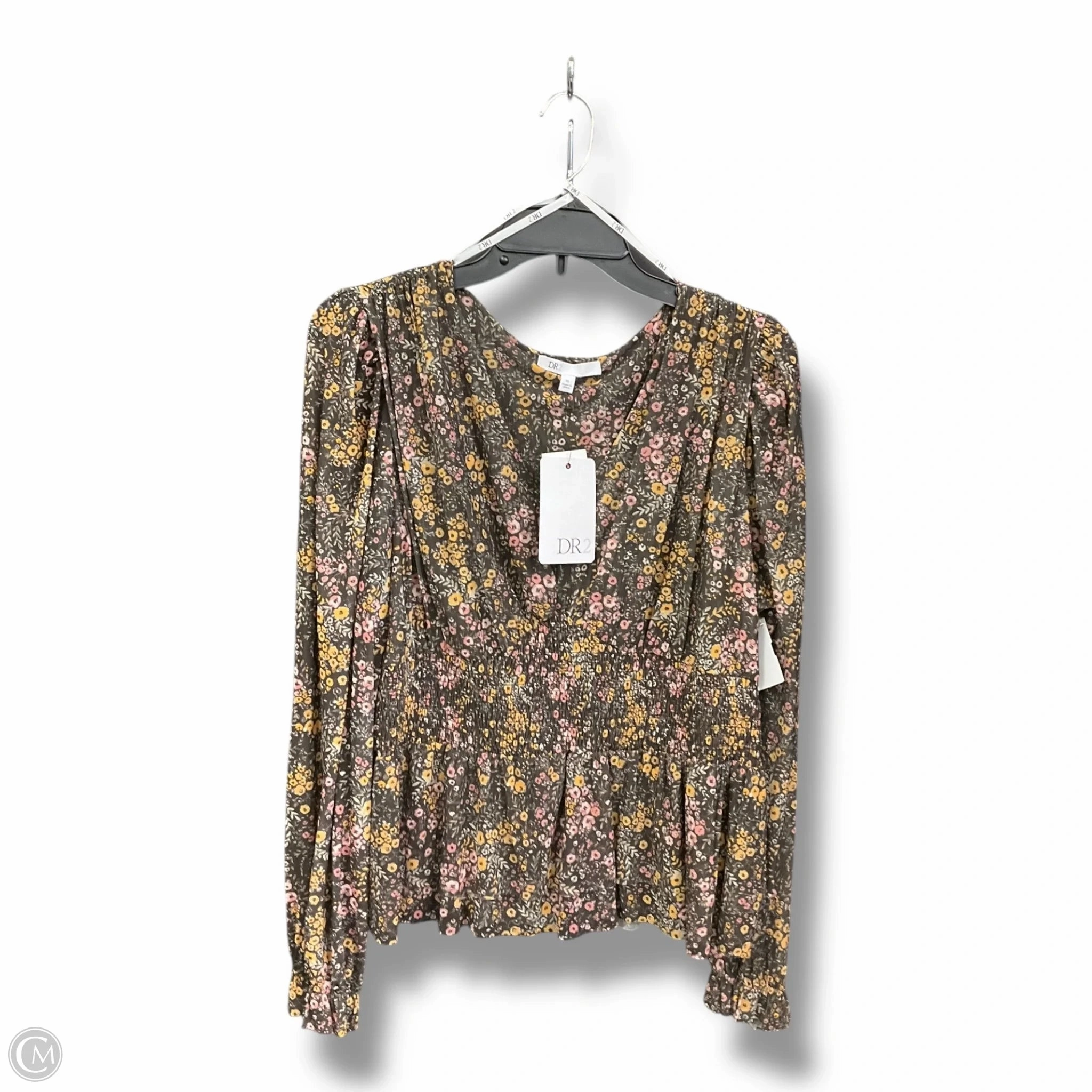 Denim Cool ShockAbsorbent Padding Top Long Sleeve By Dr2 In Floral Print, Size: Xl