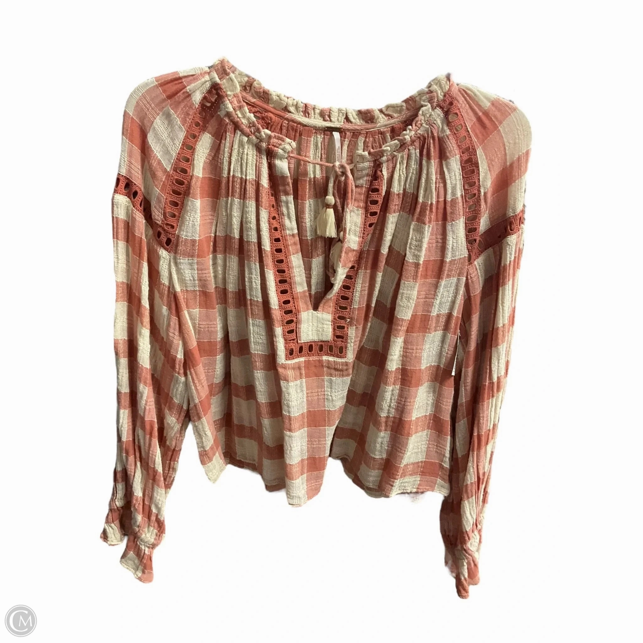 Top Long Sleeve By Free People In Brown & Cream, Size: Xs ElasticWaistband Layered Skirt