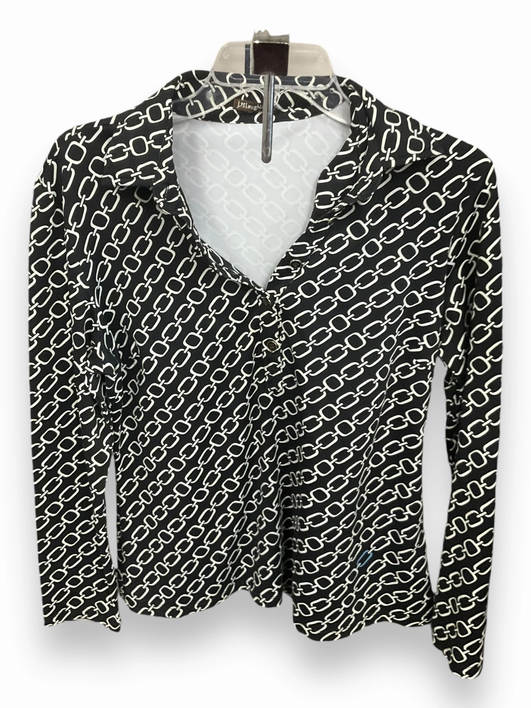 Top Long Sleeve By J Mclaughlin In Black & White, Size: M SplitHemDesign