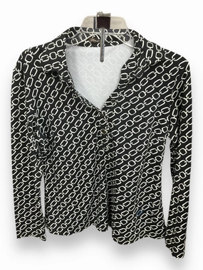 Top Long Sleeve By J Mclaughlin In Black & White, Size: M SplitHemDesign