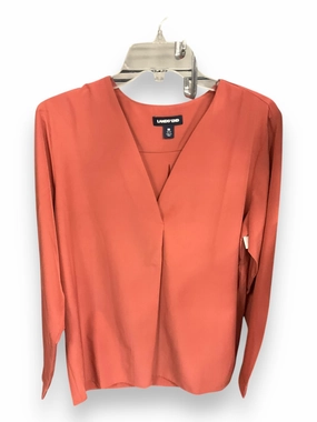 Relaxed Blouse Top Long Sleeve By Lands End In Coral, Size: M