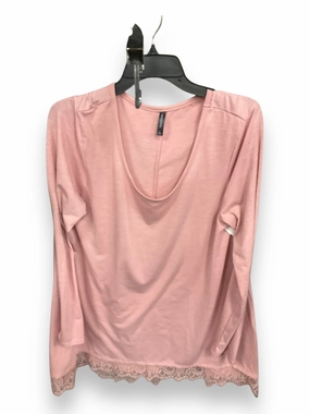 Adjustable drawstring Top Long Sleeve By Massini In Peach, Size: L