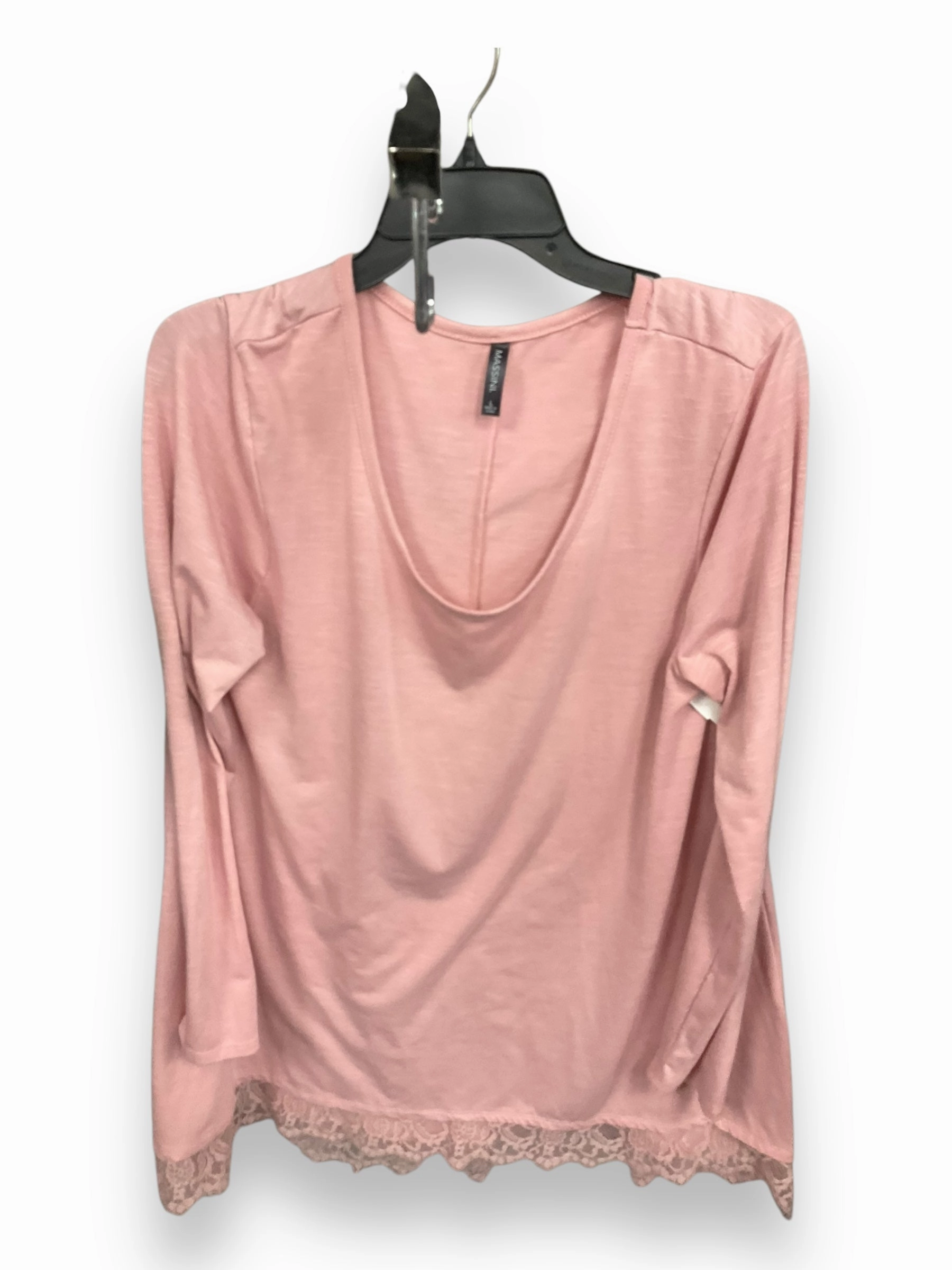Adjustable drawstring Top Long Sleeve By Massini In Peach, Size: L