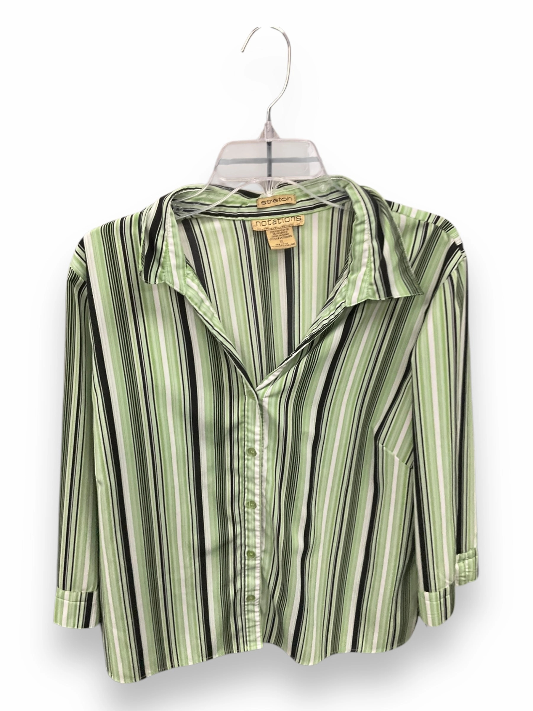 Top Long Sleeve By Notations In Black & Green, Size: Xl AdaptiveFit Linen Soul