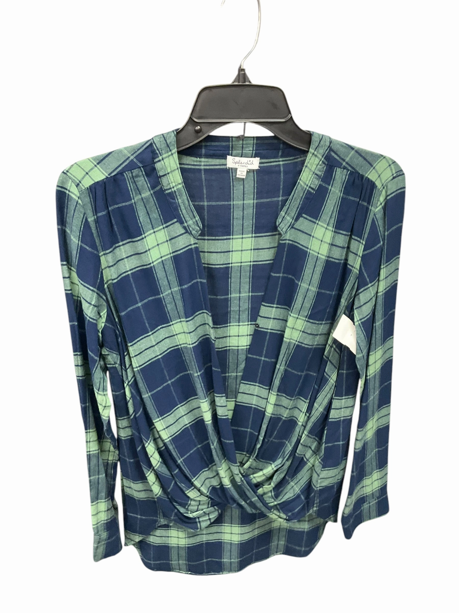 Stylish Jacket Commute Ease Top Long Sleeve By Splendid In Plaid, Size: Xs