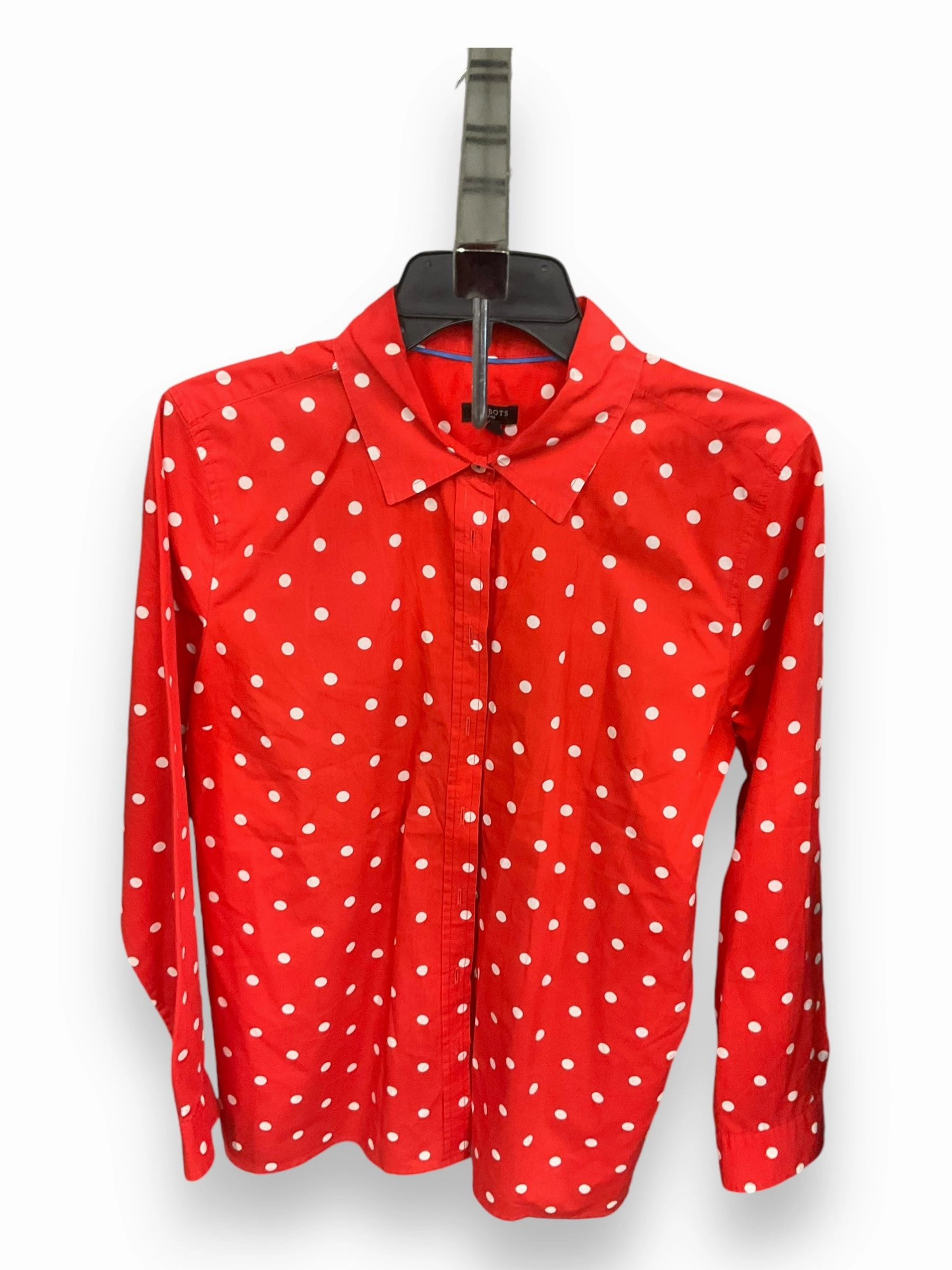 Morning Ease Sophisticated Style Top Long Sleeve By Talbots In Polkadot Pattern, Size: L
