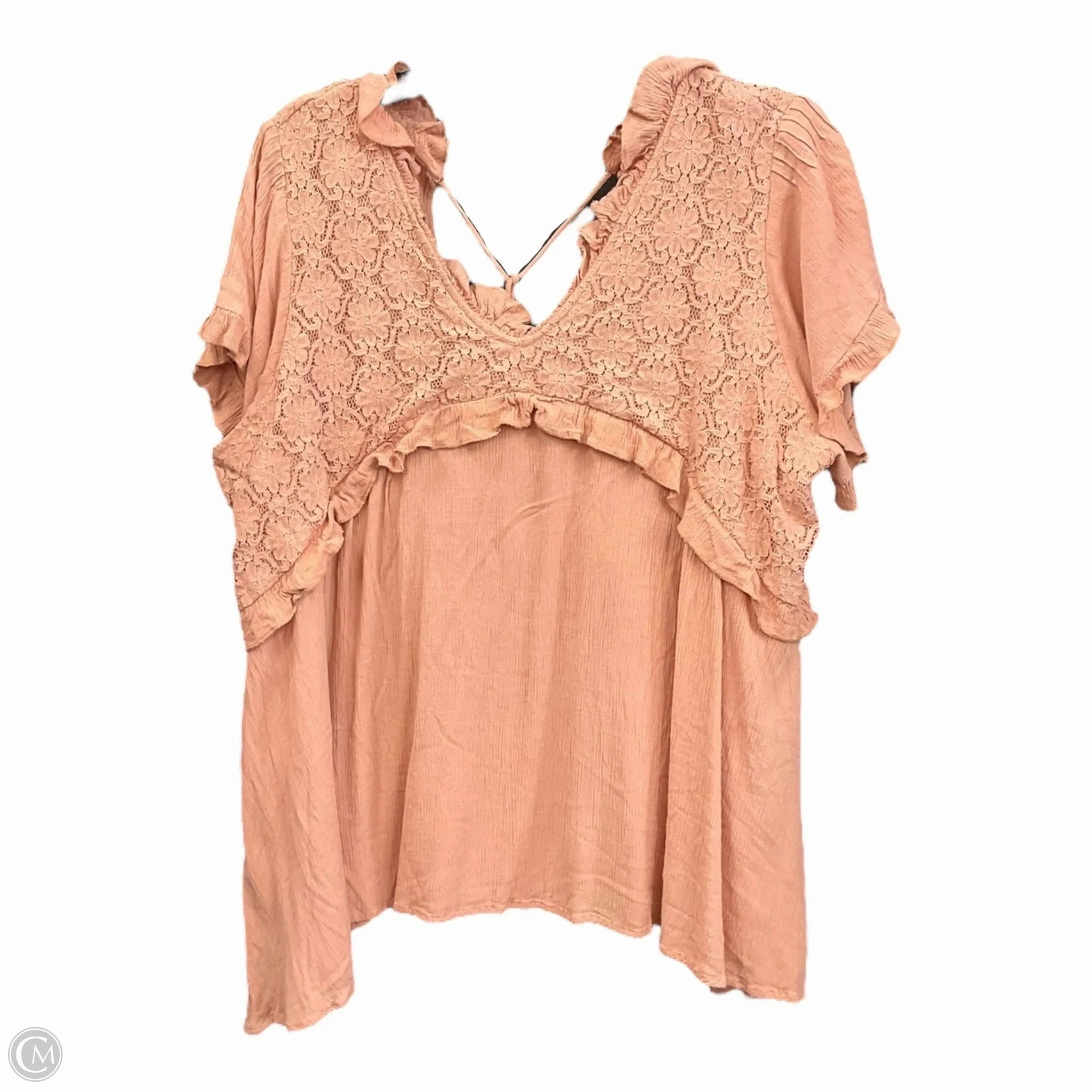 Top Short Sleeve By Oddi In Peach, Size: 1x Graceful Design Casual Protection