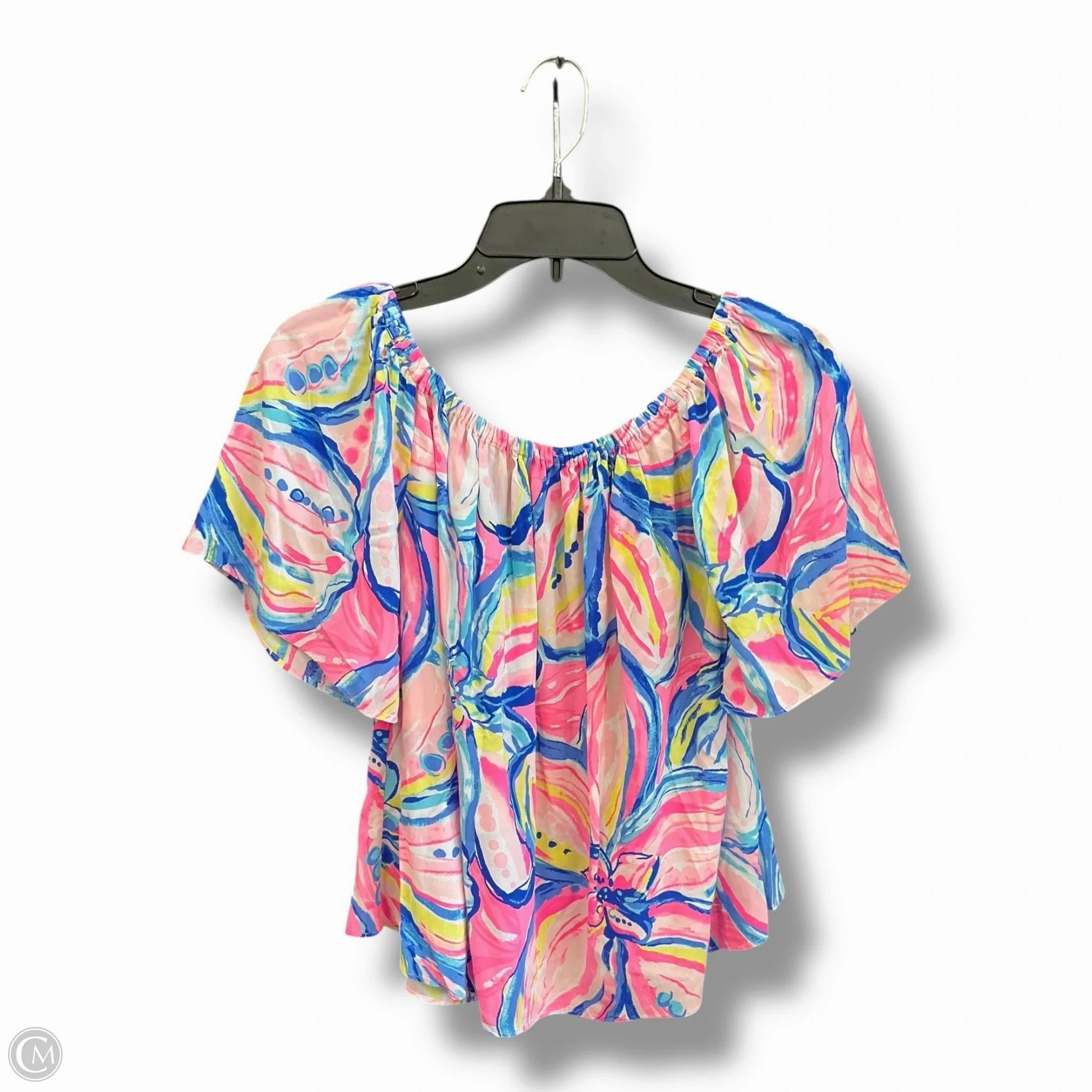 Top Short Sleeve Designer By Lilly Pulitzer In Peach, Size: S Gentle Breeze Organza Fit