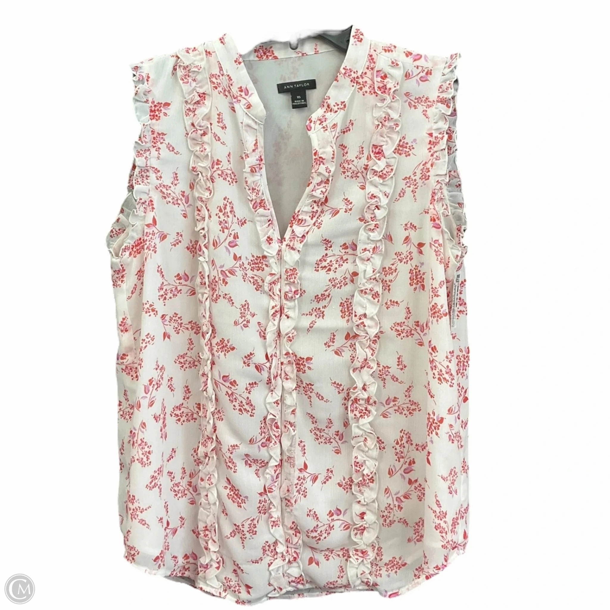 Top Sleeveless By Ann Taylor In Red & White, Size: Xs Work Wear QuickDryDesign