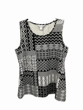Top Sleeveless By Christopher And Banks In Black White, Size: L FlexibleNeckline Chic Accessory