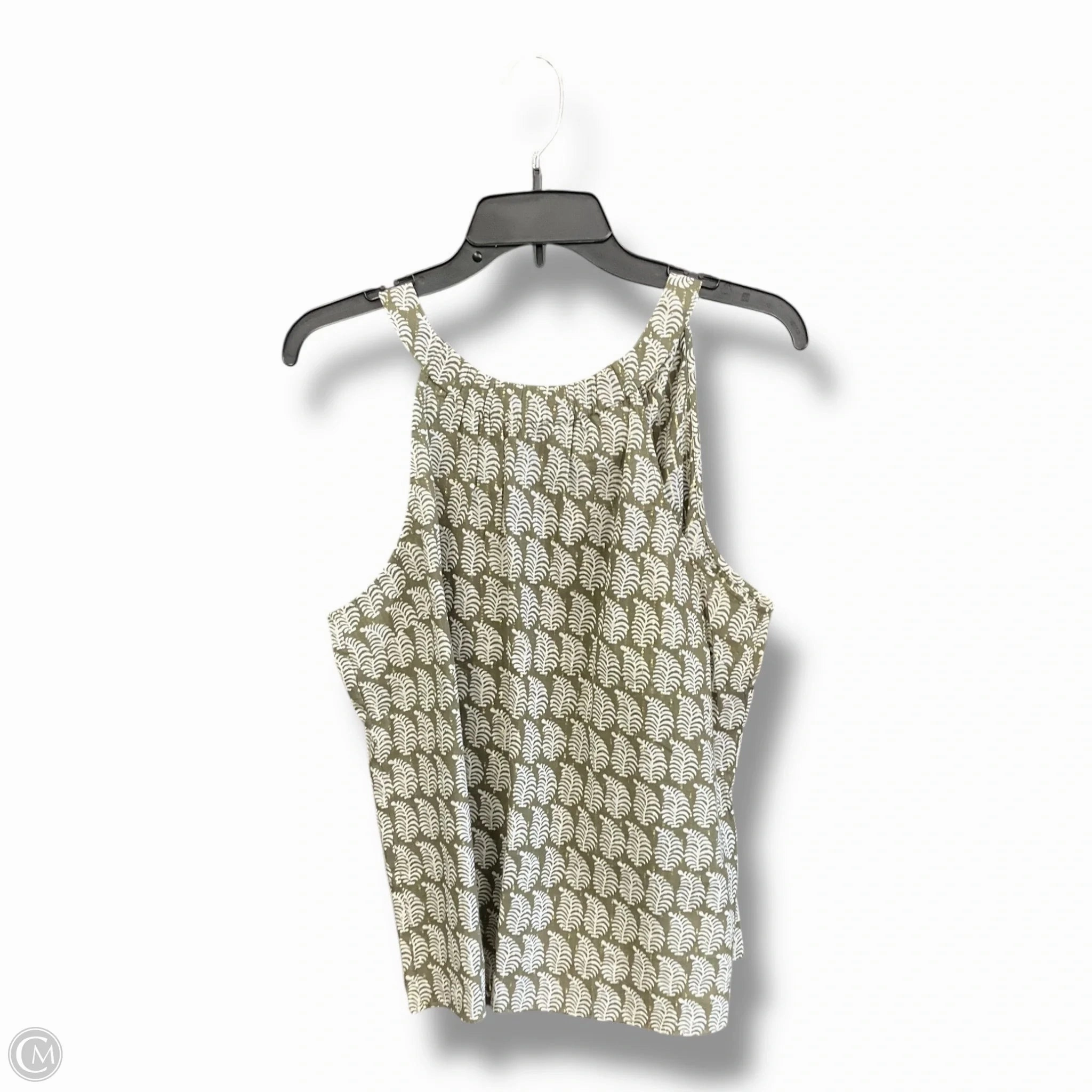 DoubleLayered Top Sleeveless By Talbots In Green & White, Size: Lp