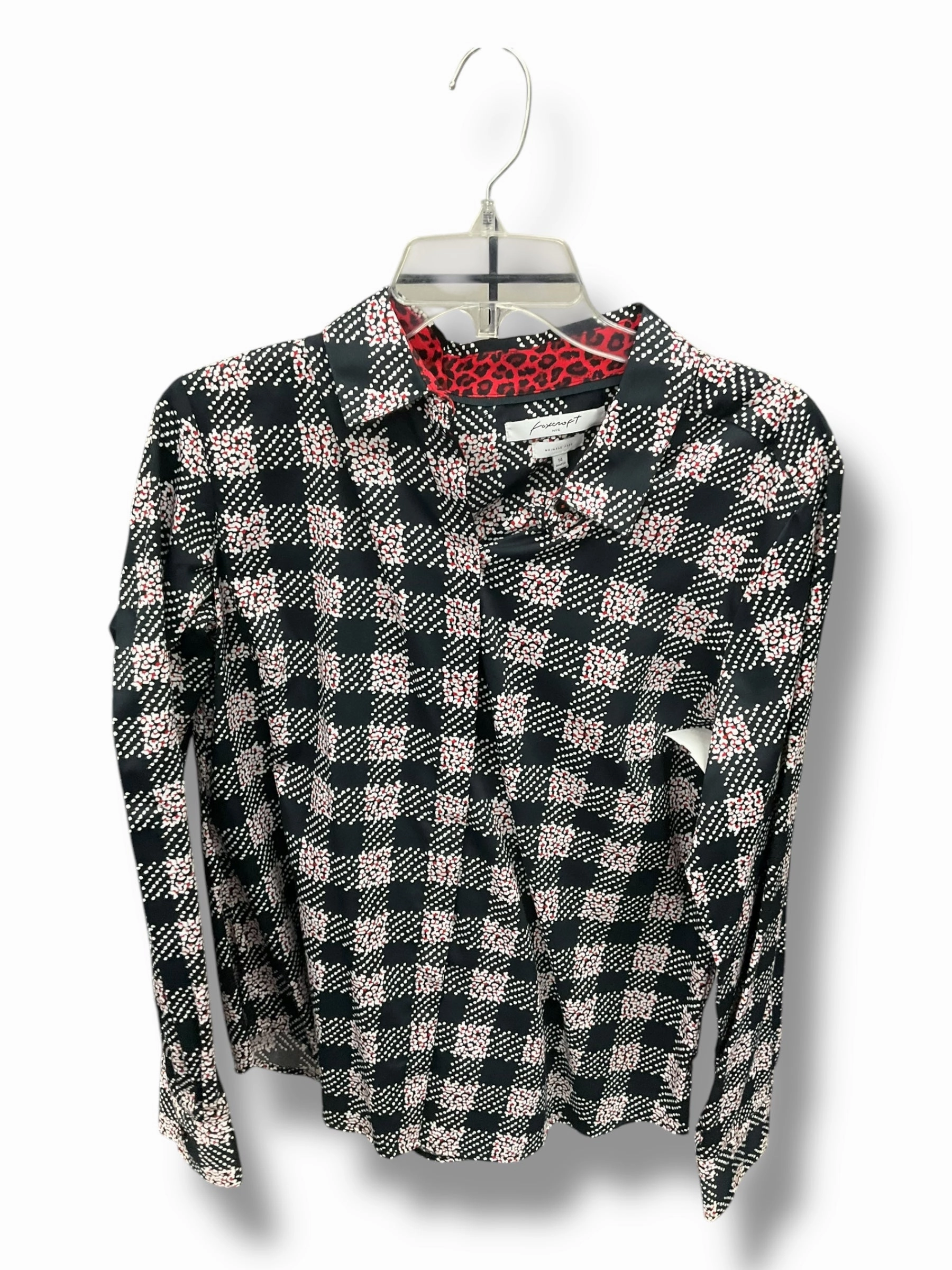 Summer Ready Gentle Glow Blouse Long Sleeve By Foxcroft In Black & Red, Size: Xl