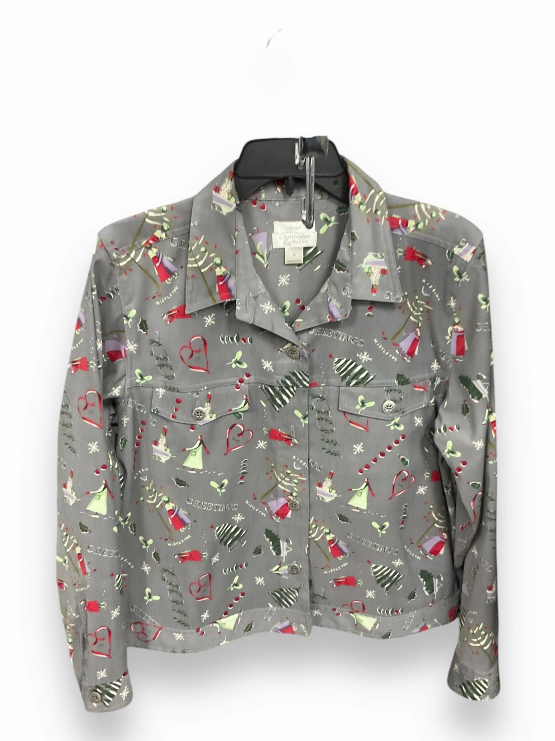 Jacket Other By Christopher And Banks In Green & Grey, Size: M MoistureWickingMaterial Breezy Comfort