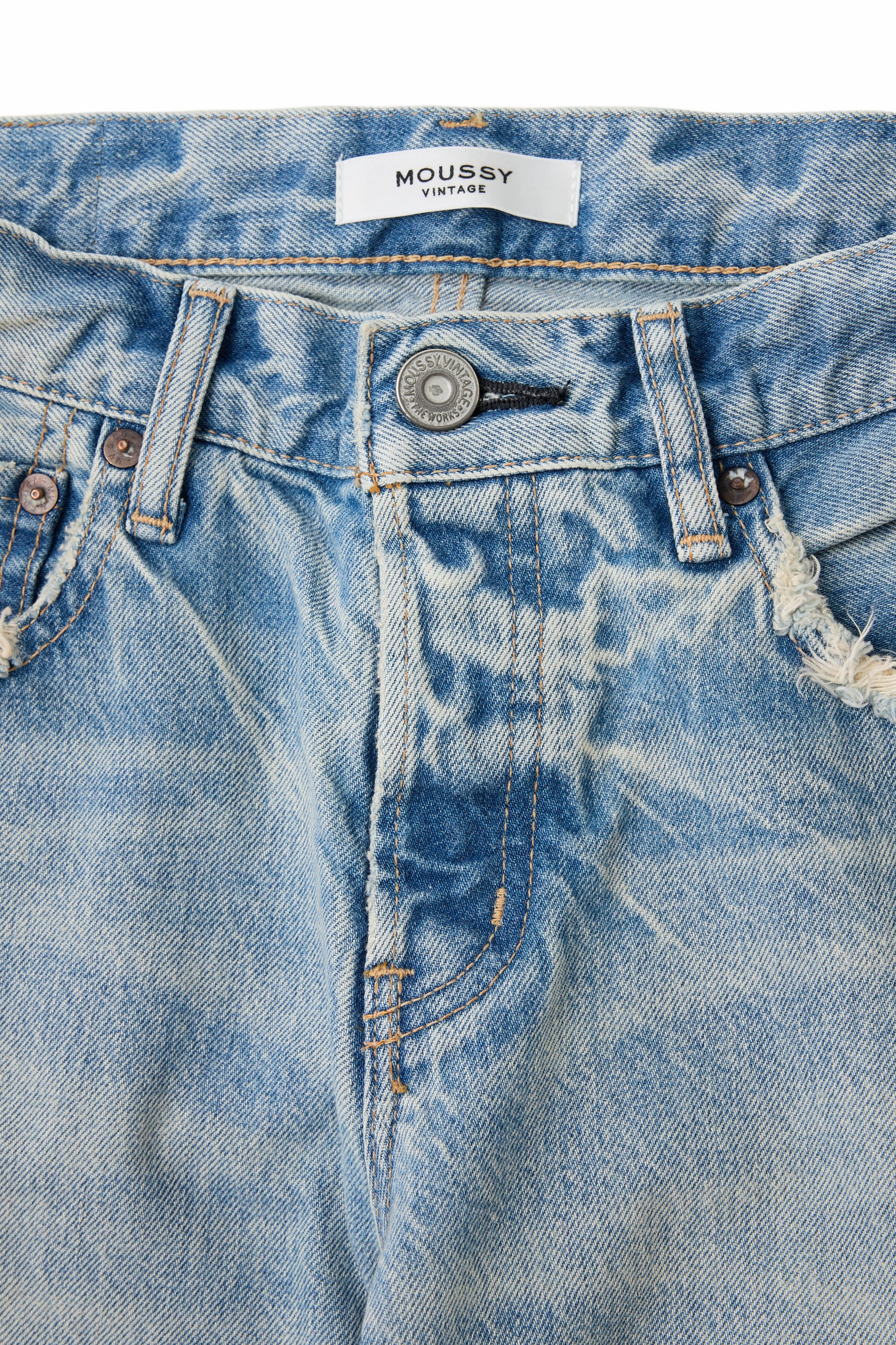 Work Meeting Relaxed Style Moussy Denim Wildwood Straight Leg in Light Blue