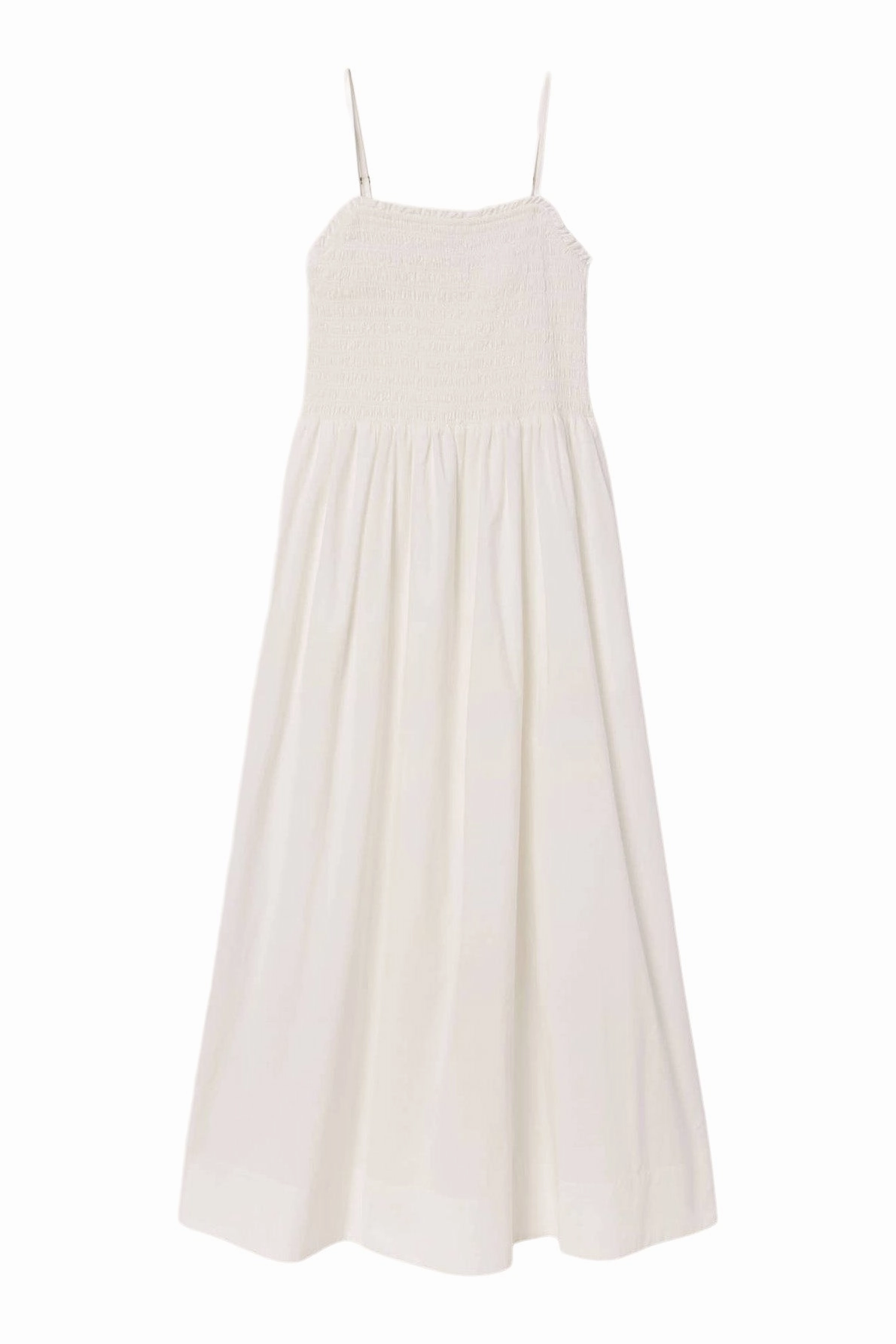 Trovata Birds of Paradis Carmen Dress in White Minimalist Elegance Gentle Stitch
