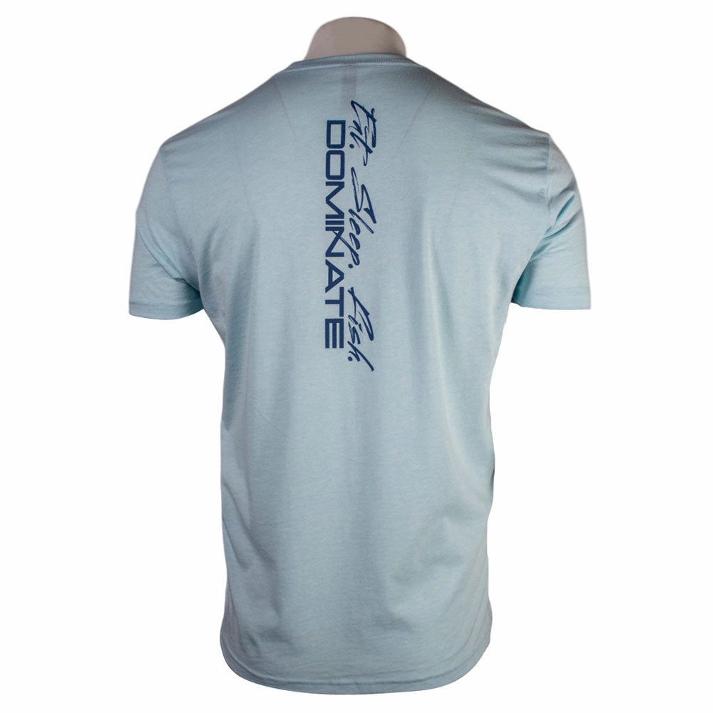 Trendy Casual Wear Skeeter Eat Sleep Fish Dominate Ice Blue Tee