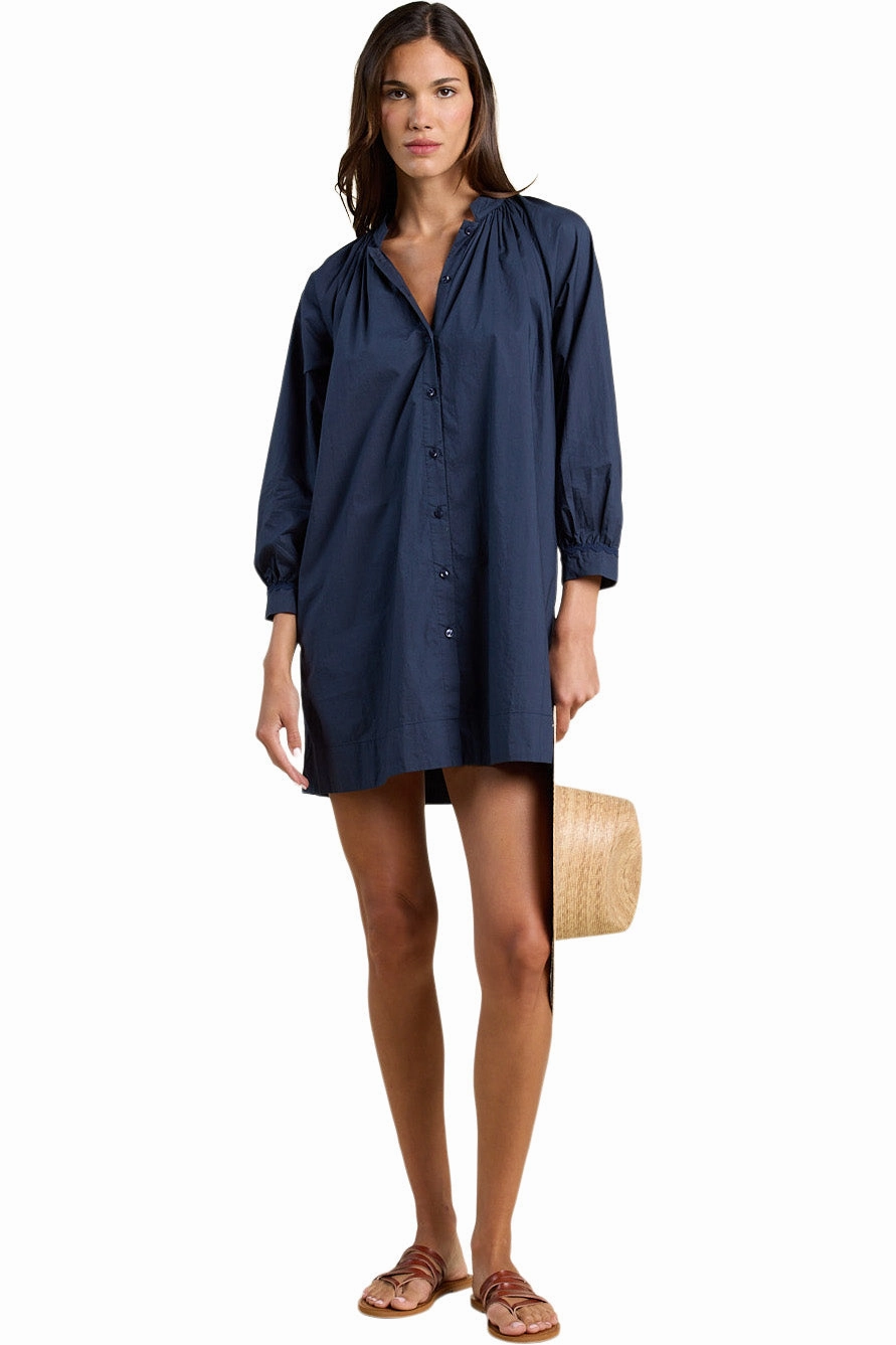 Chic Silhouette Elegant Piece Trovata Birds of Paradis Angeline Dress in Navy