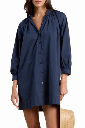 Chill Piece Cool Season Trovata Birds of Paradis Angeline Dress in Navy