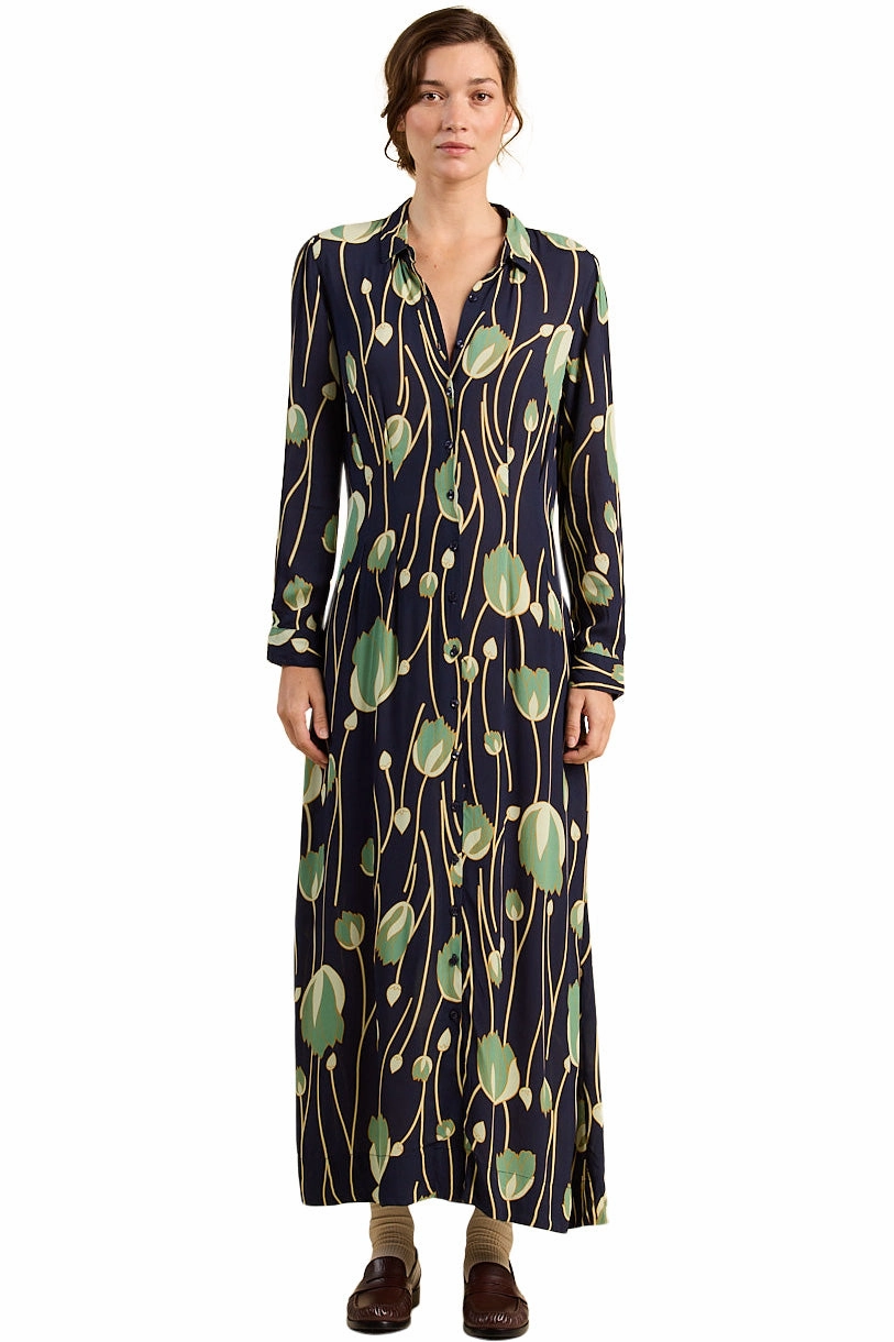 Office Casual Sleek Design Trovata Birds of Paradis Harper Dress in Jade Tulip