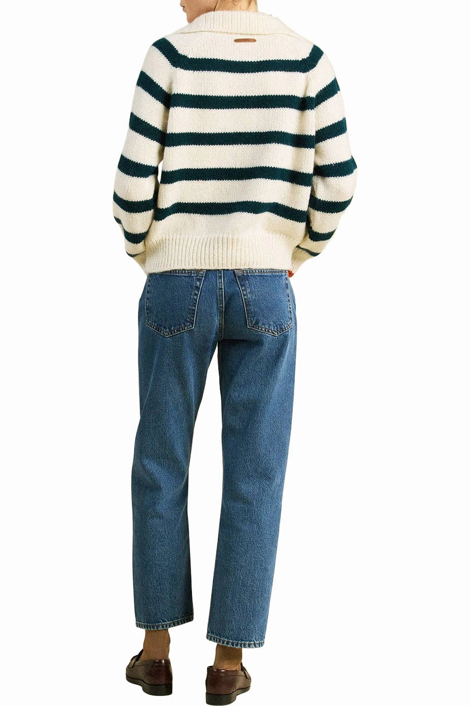 Trovata Birds of Paradis Juneau Sweater in Teal Stripe Comfy Knit Look Warm Appeal