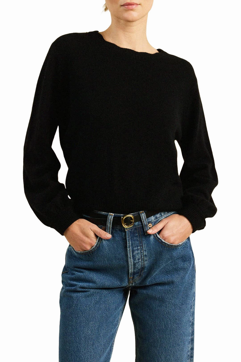 Trovata Birds of Paradis Kate Sweater in Black Thermal Lock Stitching