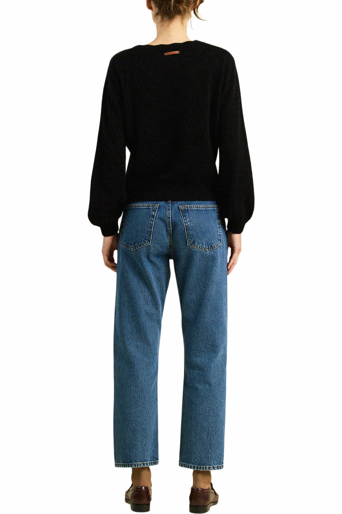 Trovata Birds of Paradis Kate Sweater in Black Relaxed Comfort Design Minimal Bulk